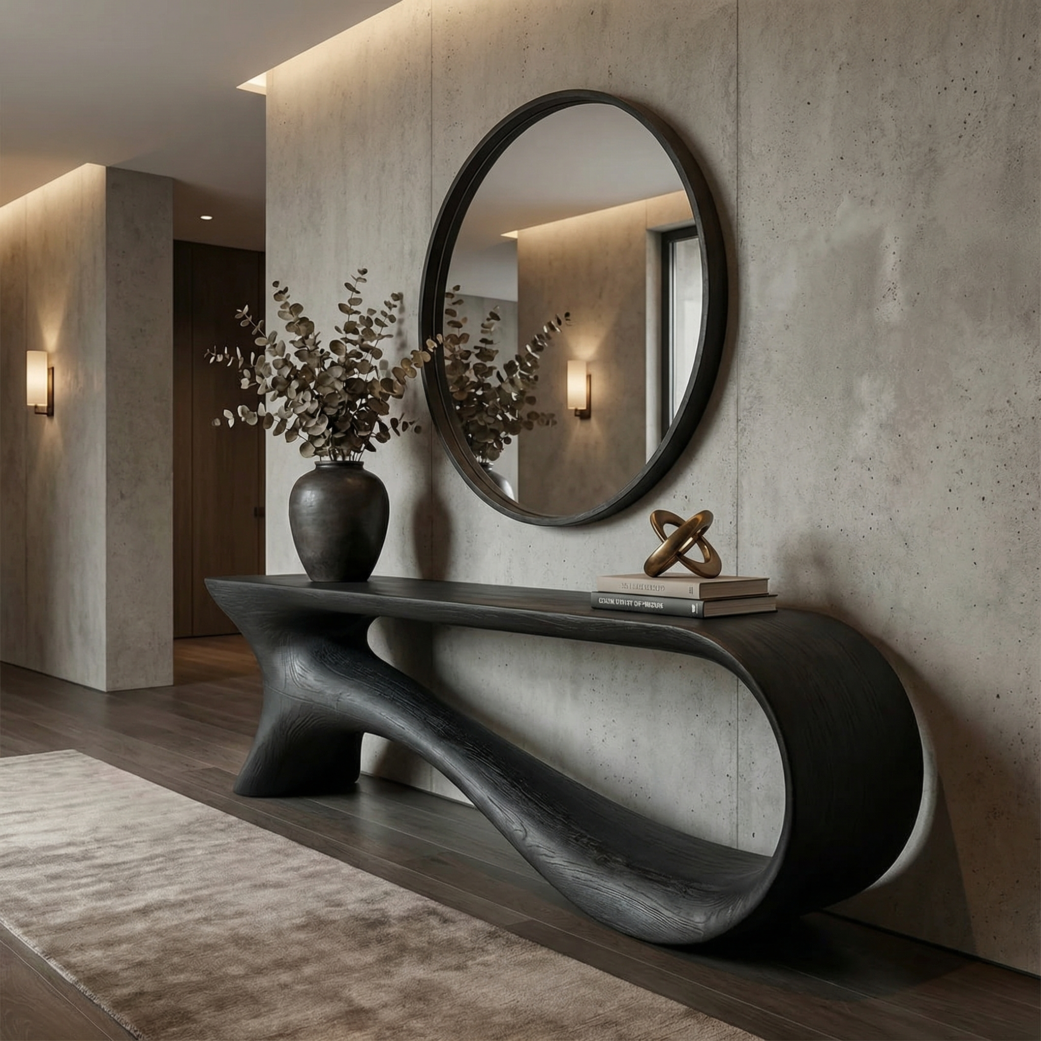 Mid Century Curved Console Table Modern Hallway Living SINLSACS095