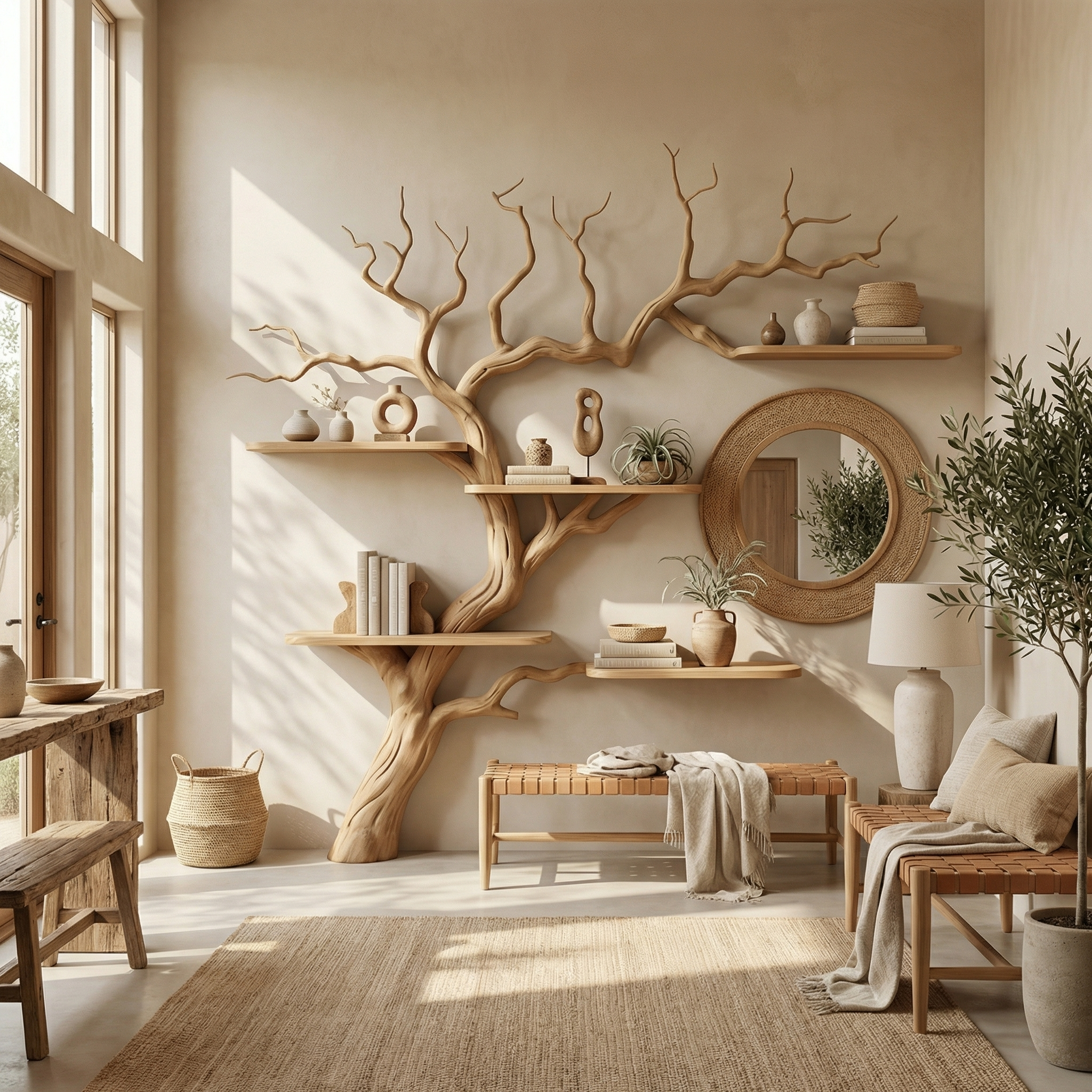 Midcentury Tree Bookshelf Living Bedroom SINLSATB266