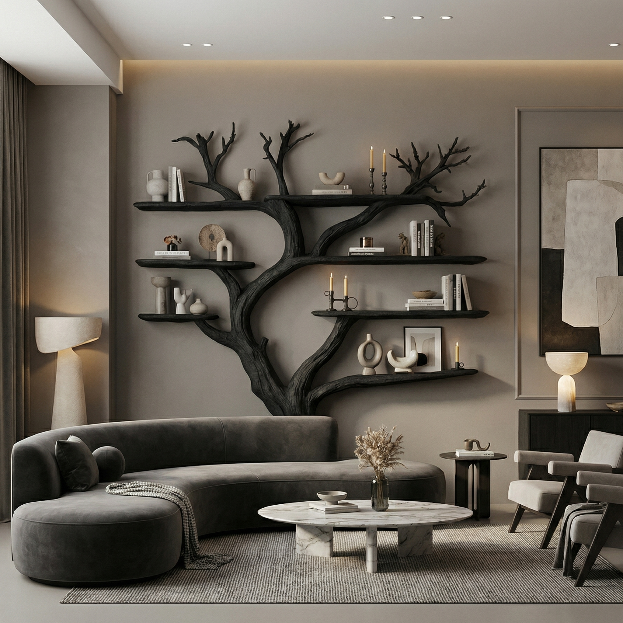 Rustic Tree Bookcase Entryway Halloween SINLSATB264