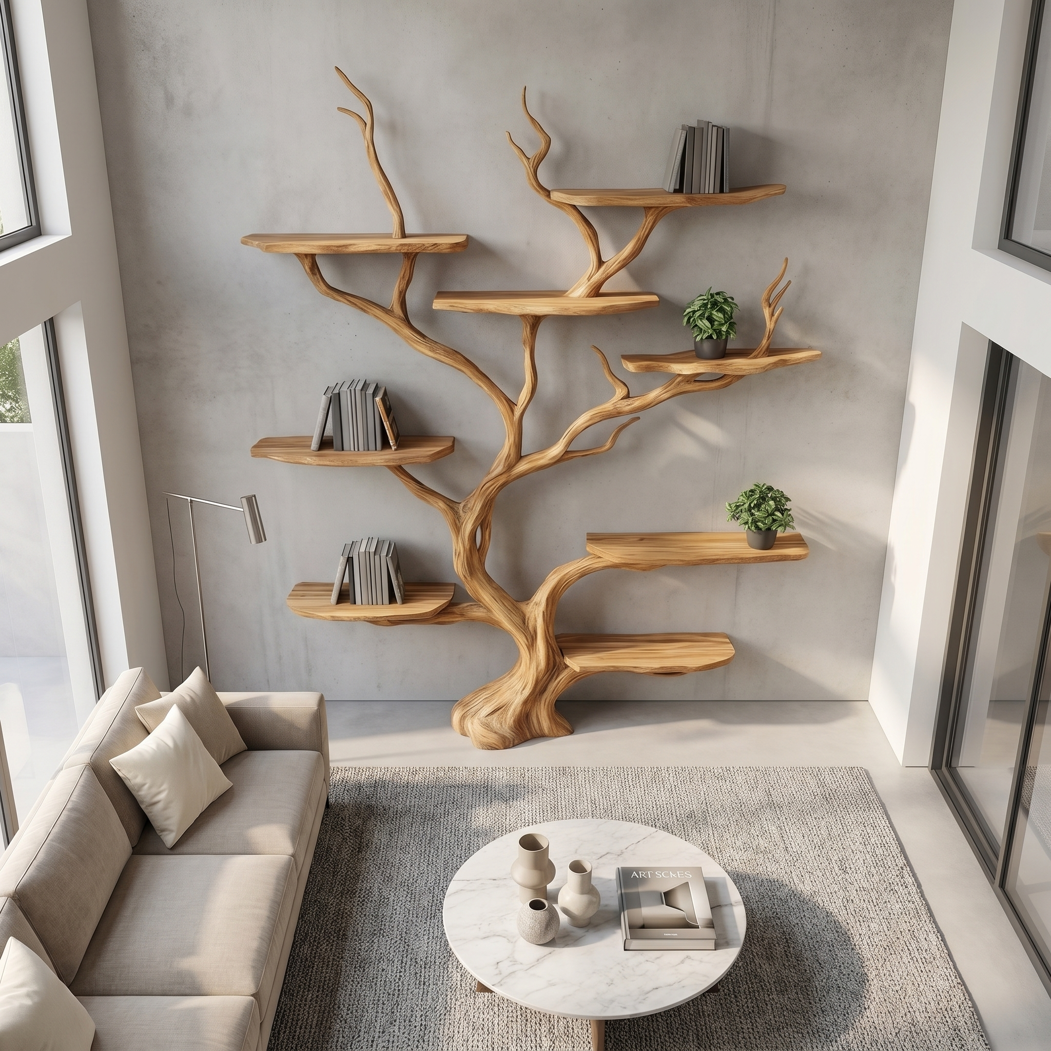 Wall Mounted Tree Shelf Natural Wood Unique Gift SINLSATB197