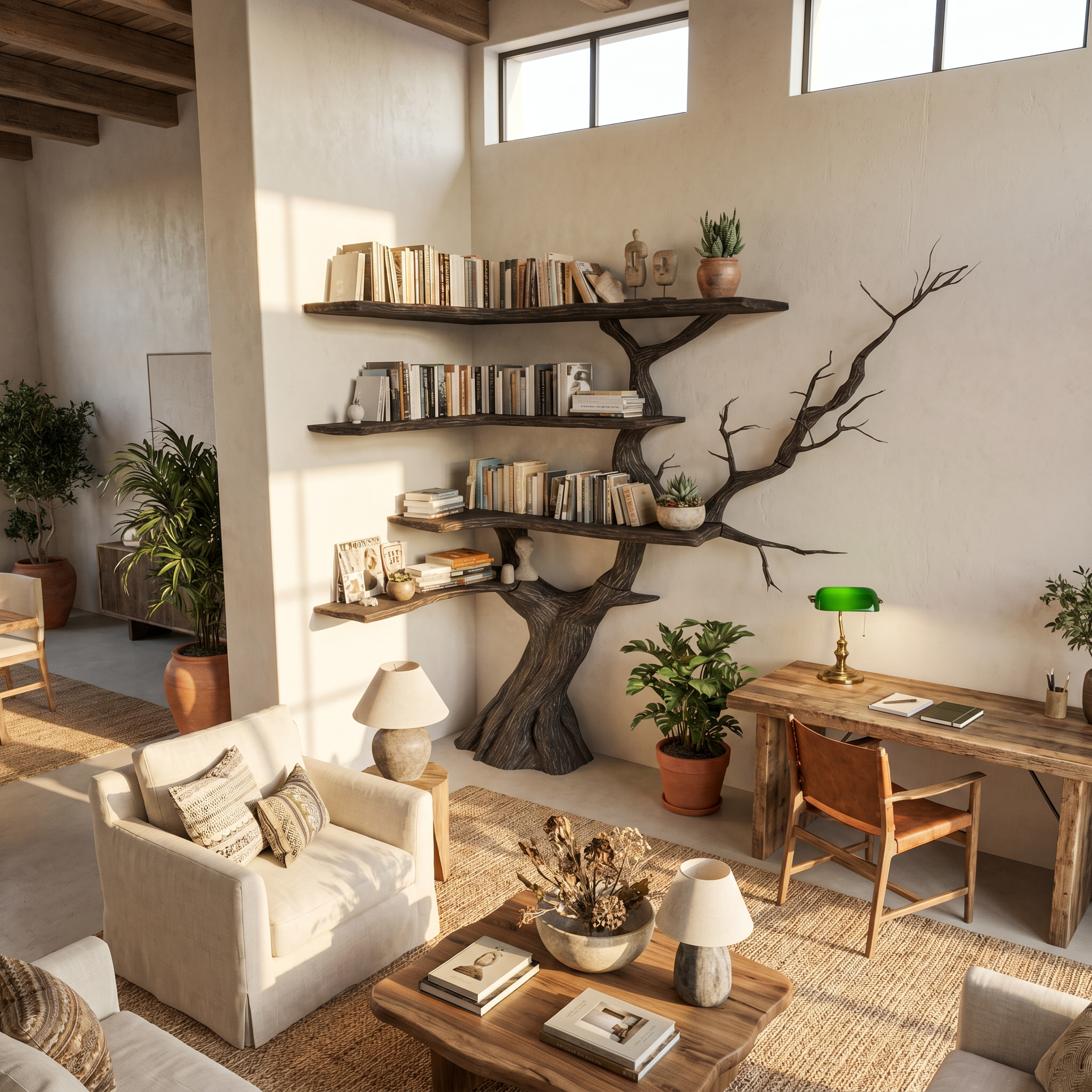 Handmade Corner Tree Bookshelf Living Room Decor SINLSATB603