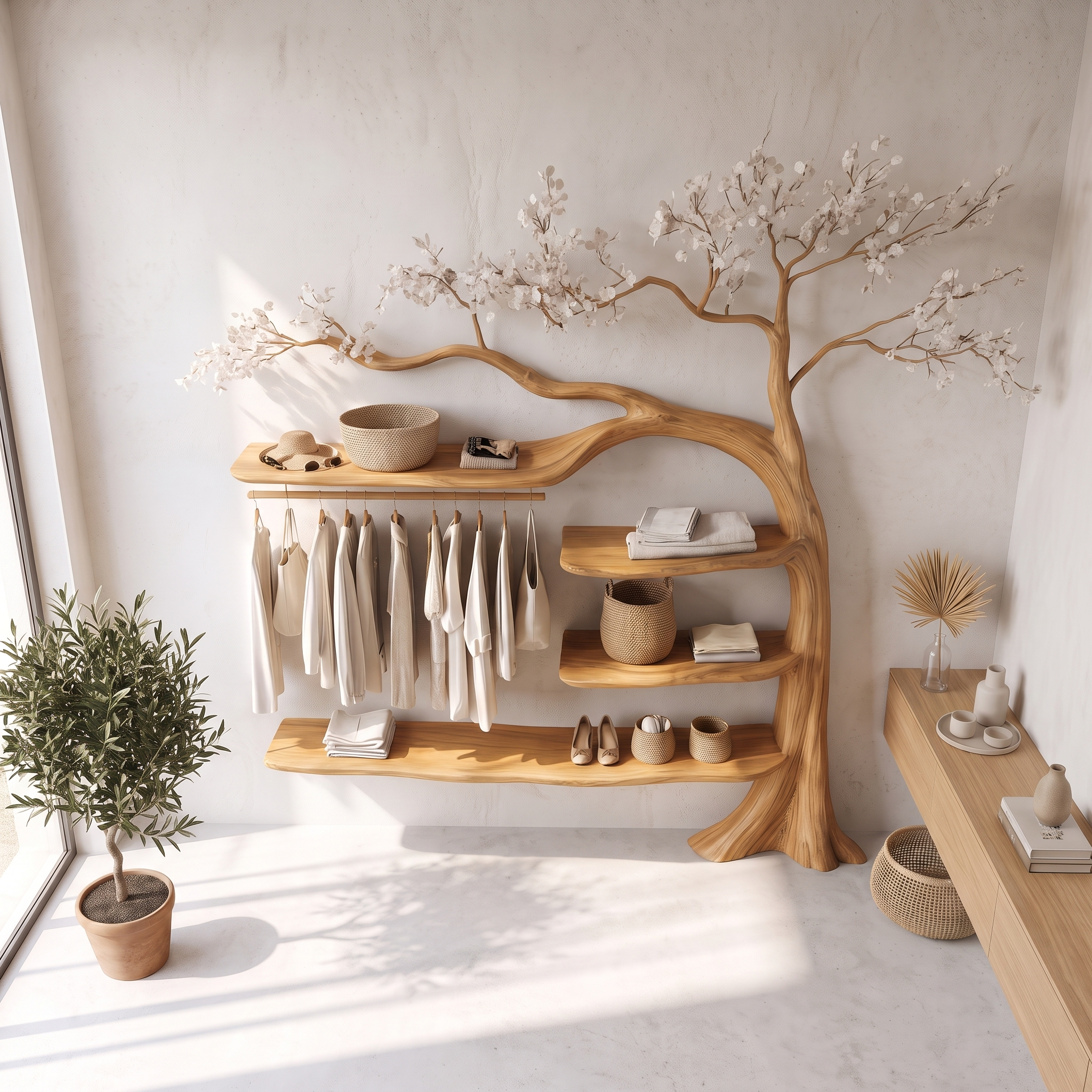 Rustic Tree Coat Rack Bedroom Closet SINLSATB284