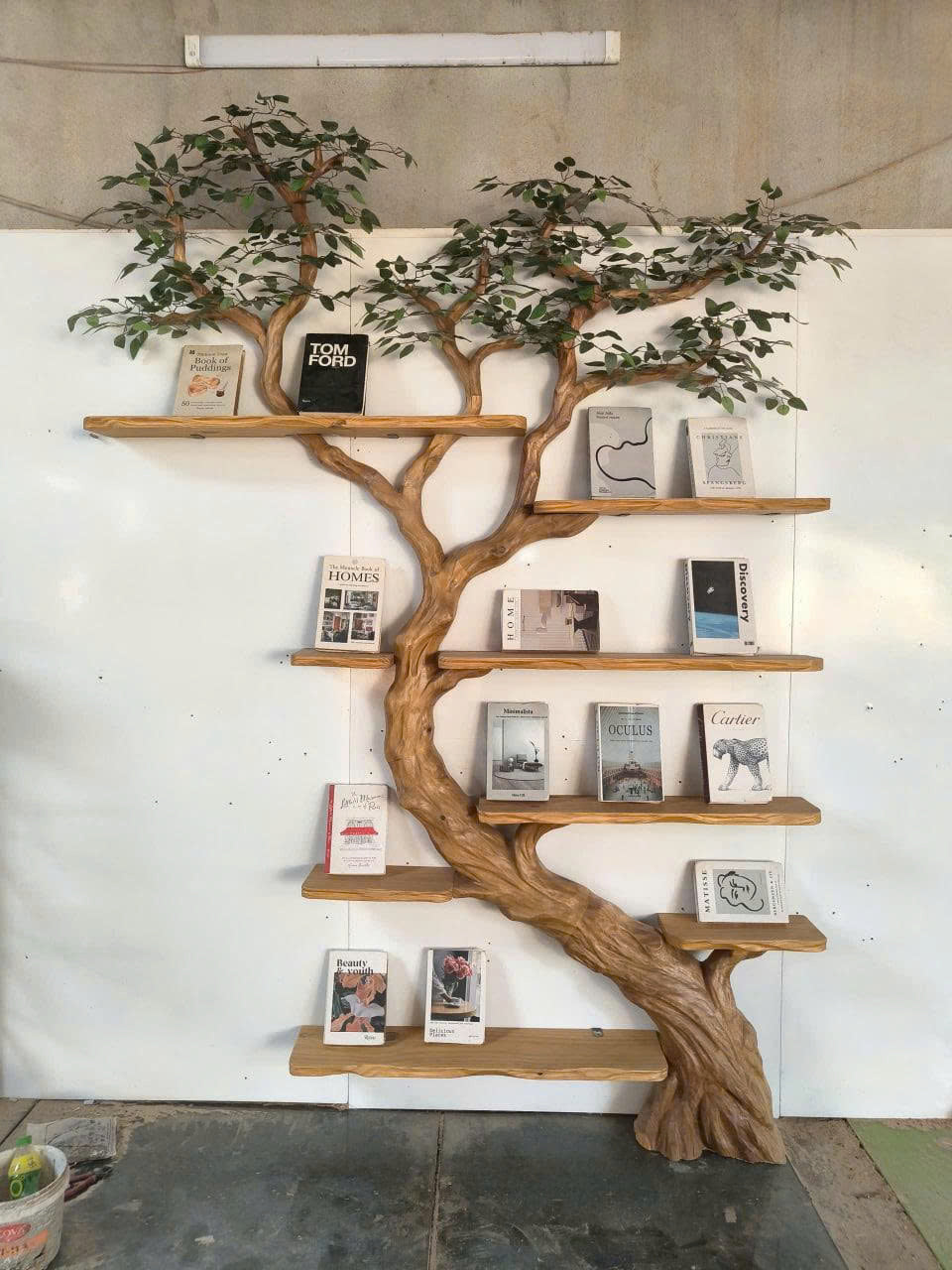 Rustic Sculptural Tree Bookshelf Living Room Interior Statement Wall Feature SINLKITB668