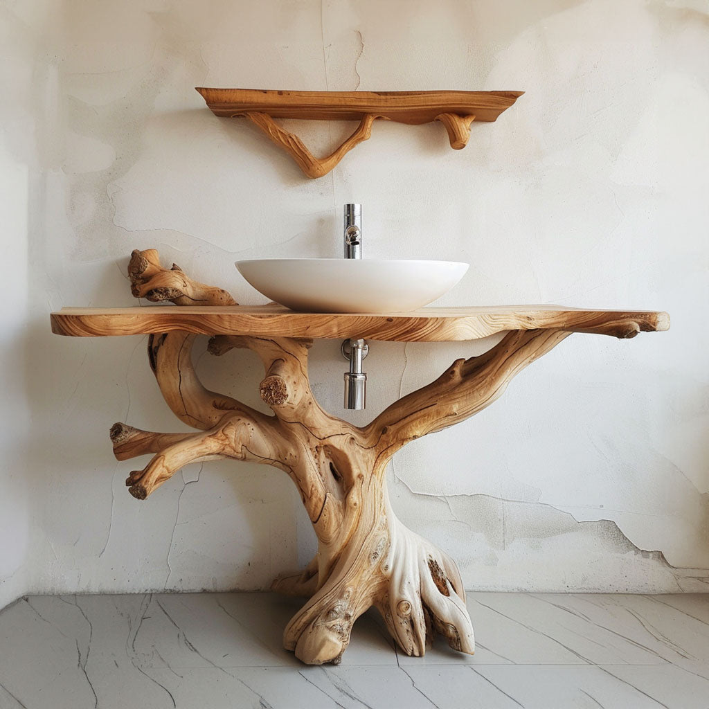 Floating Natural Wood Bathroom Sink SILDTBRV056