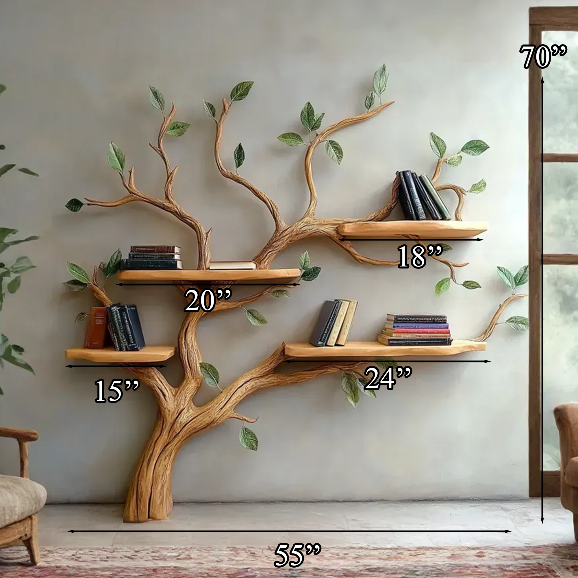 Floating Shelf Wood Branch Tree Shelf Home Decor SINLTB111