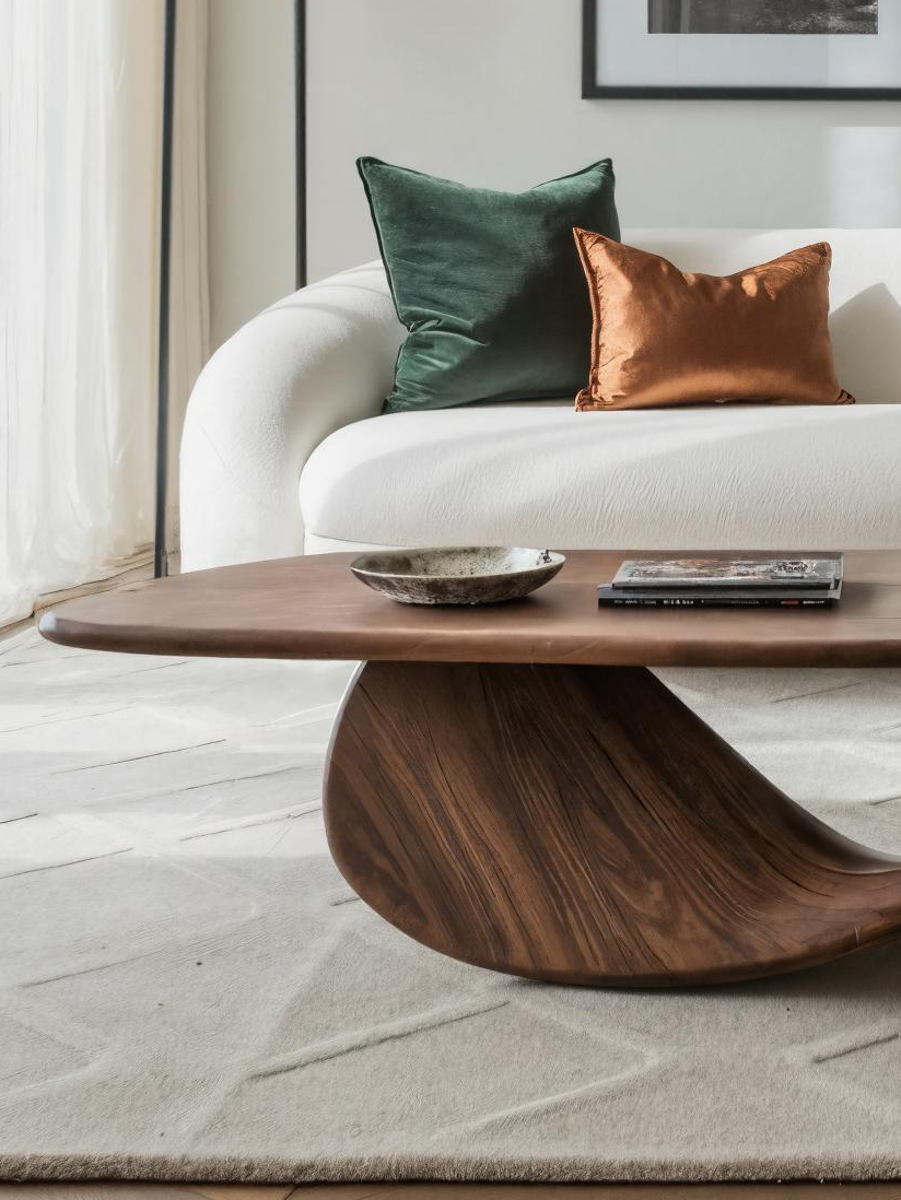 Modern Coffee Table With Wave Design For Living Room SITHTTCF006