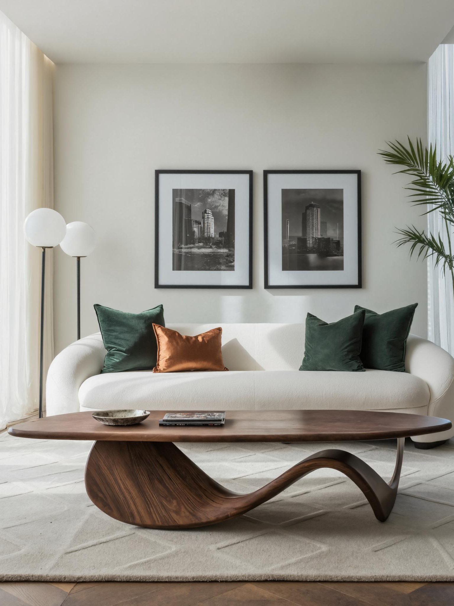 Modern Coffee Table With Wave Design For Living Room SITHTTCF006