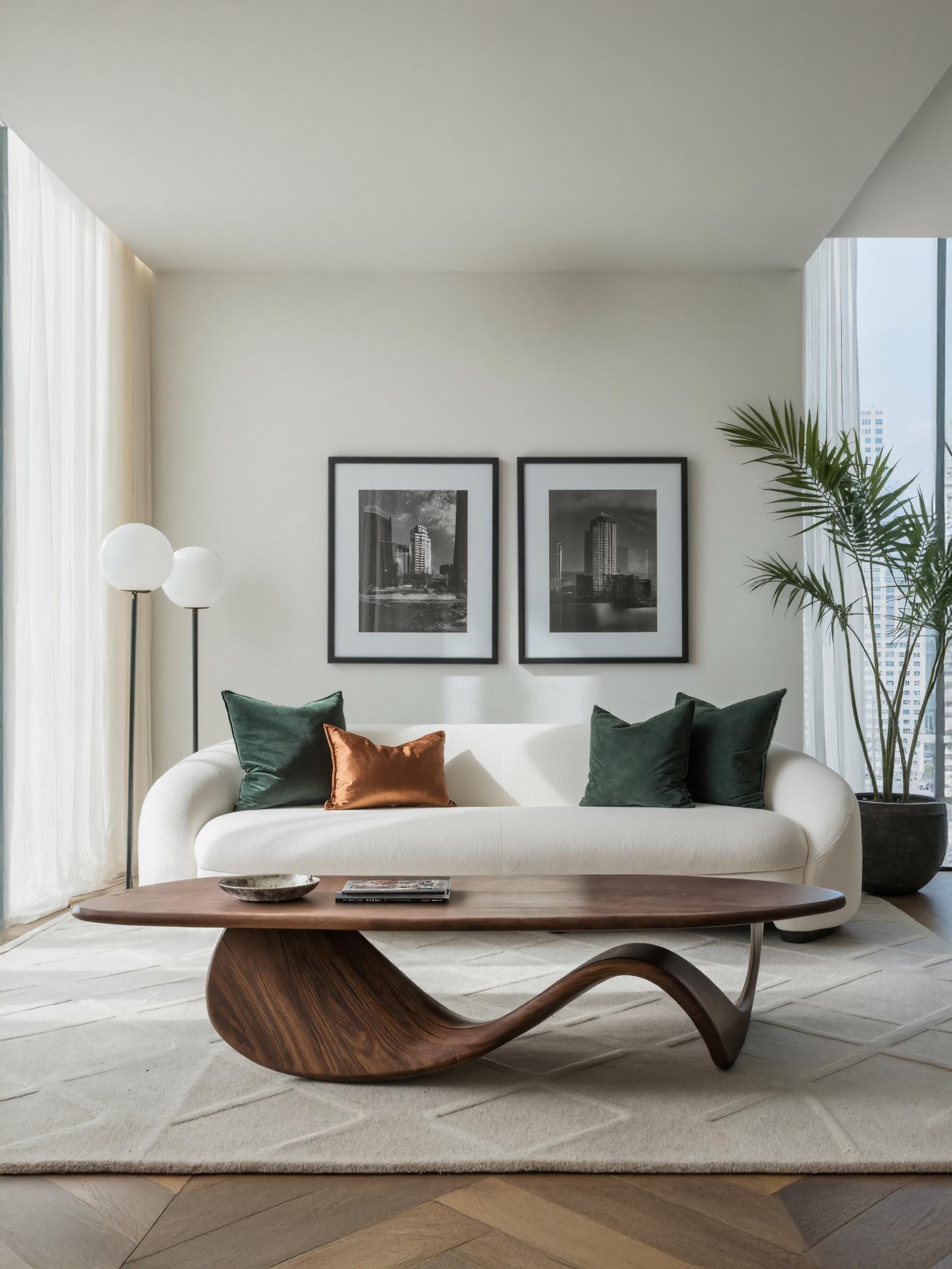 Modern Coffee Table With Wave Design For Living Room SITHTTCF006