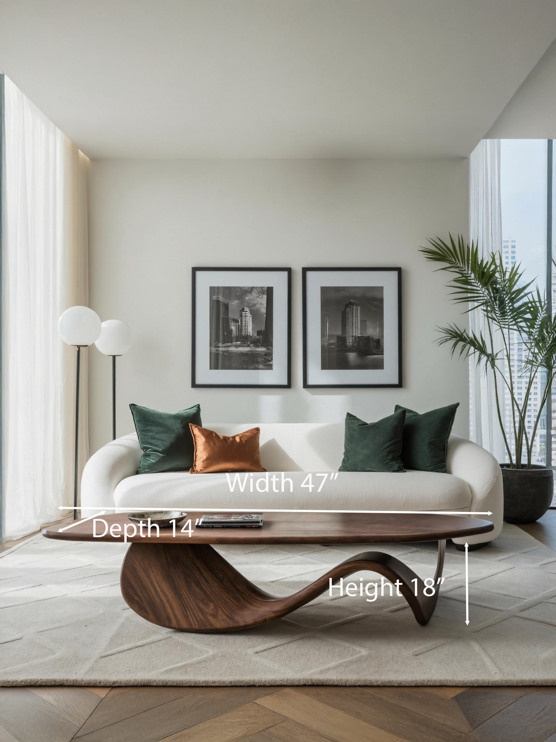 Modern Coffee Table With Wave Design For Living Room SITHTTCF006