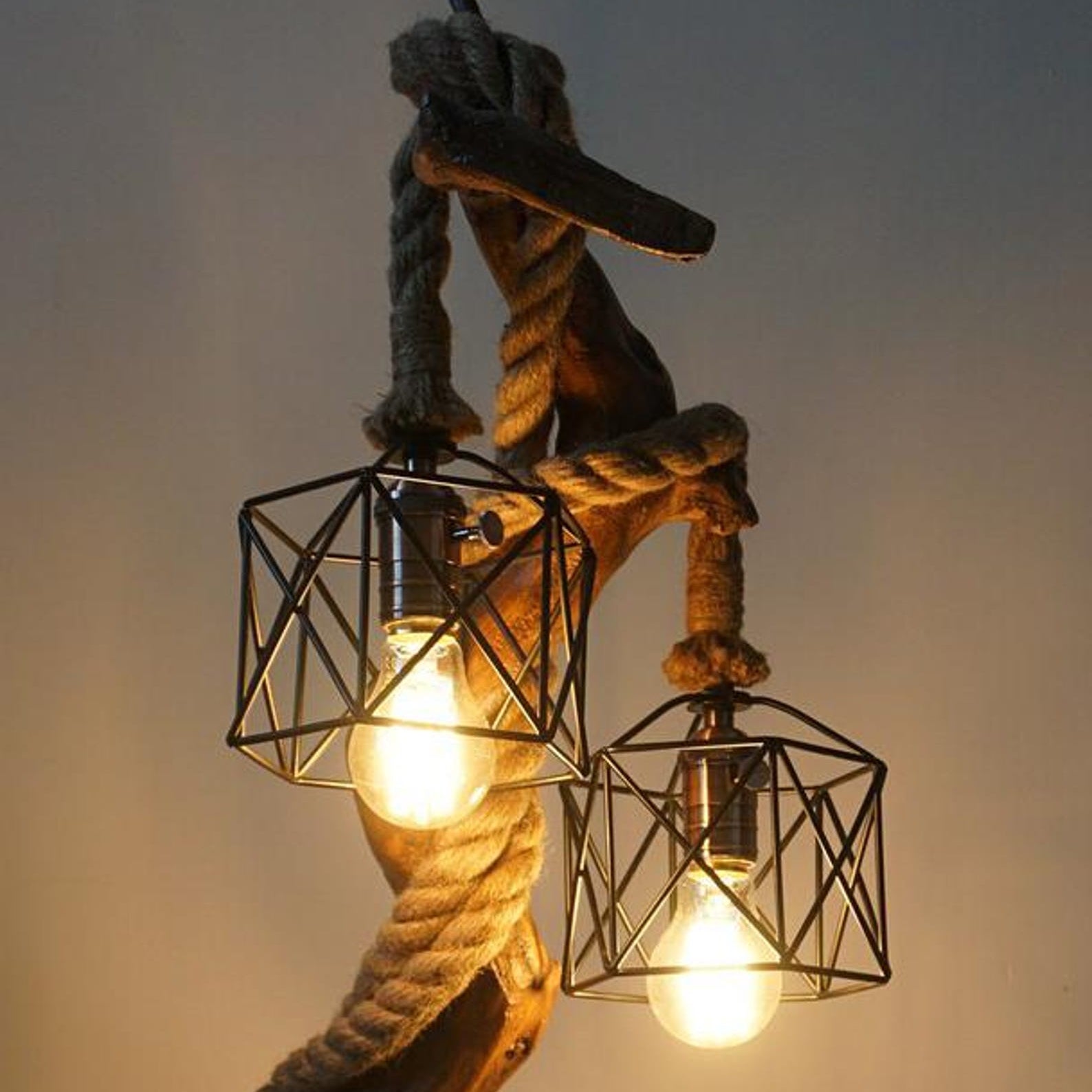 Rustic Style For Driftwood Double Lamp And Large Rustic Wooden Floor Lamp In Living Room And Bedroom Decor SITHLAM017