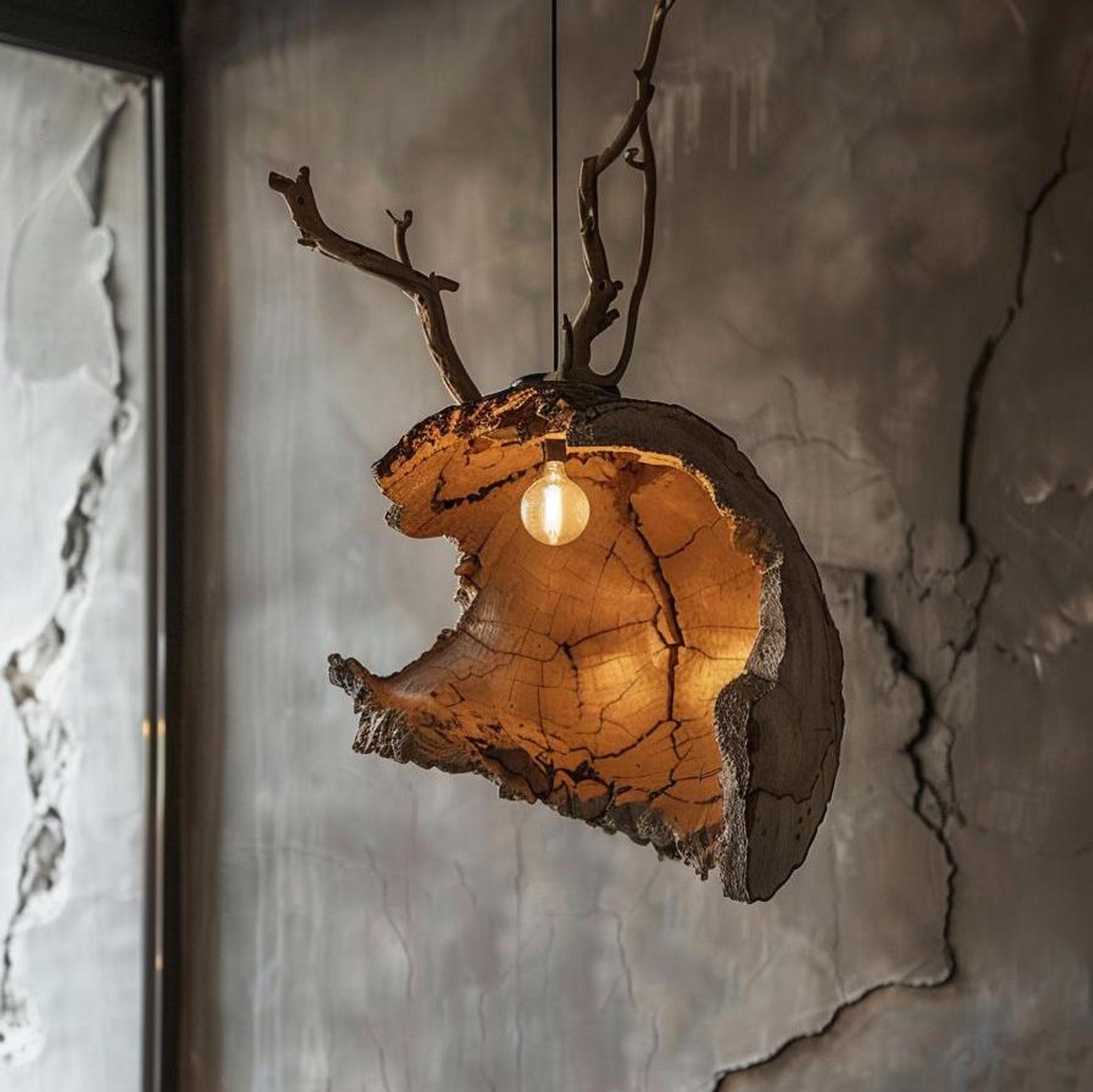Driftwood Ceiling Light And Reclaimed Wood Hanging Lamp For Living Room And Dining Room Decor SITHLAM006