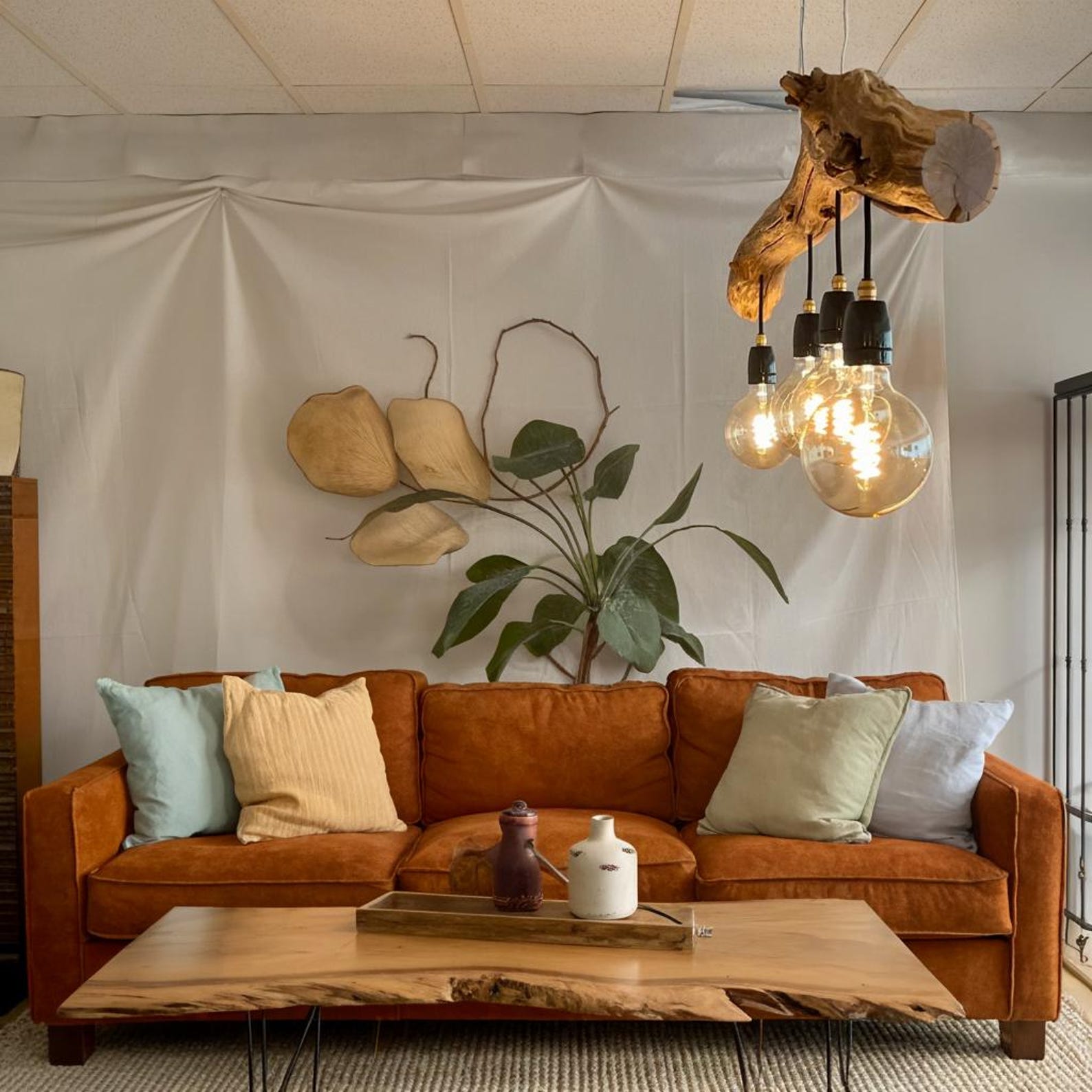 Rustic Home Decor Driftwood Ceiling Light And Custom Size Wooden Lamp For Living Room Bedroom Dining Area SITHLAM010