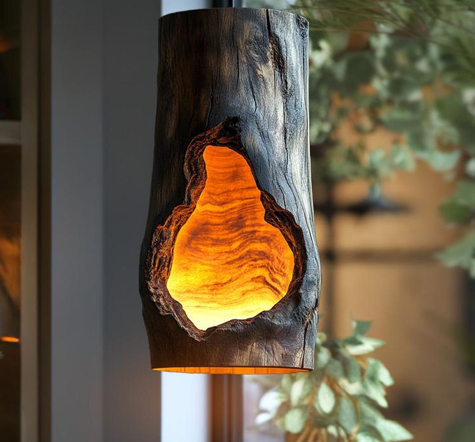 Rustic Pendant Light And Log Lamp For Living Room And Dining Room Decor SITHLAM004