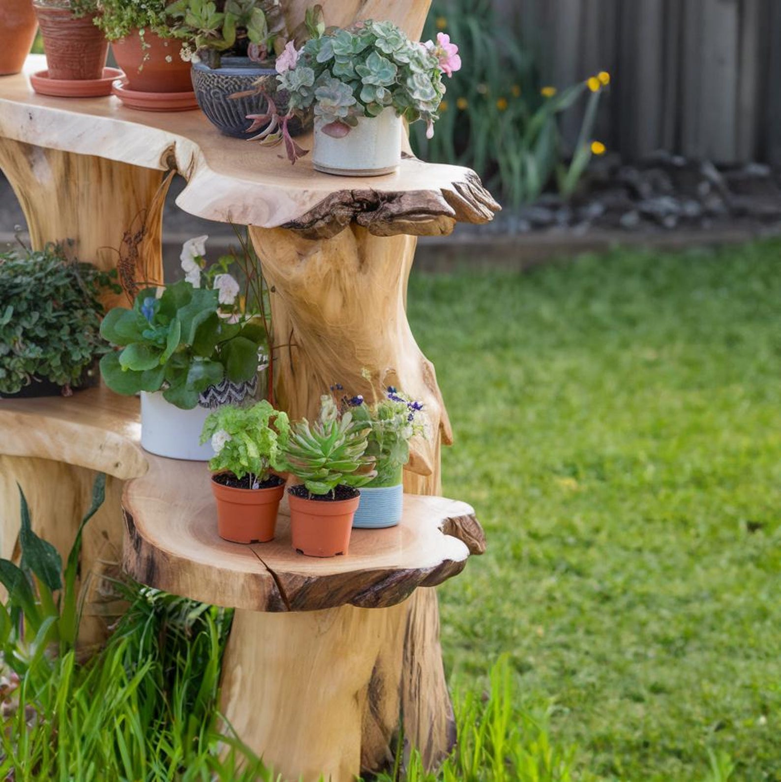 Rustic Wooden Garden Shelf For Indoor And Outdoor Plant Display SITHPS005