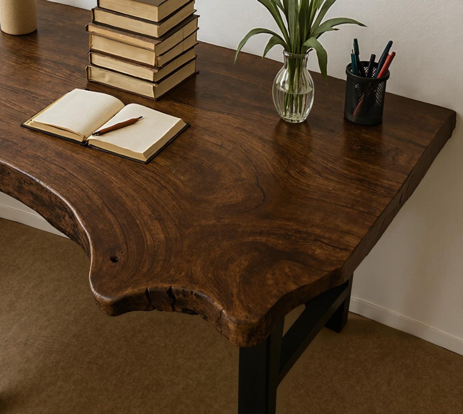 Rustic Live Edge Wood Desk For Home Office And Study Room SITHDE009