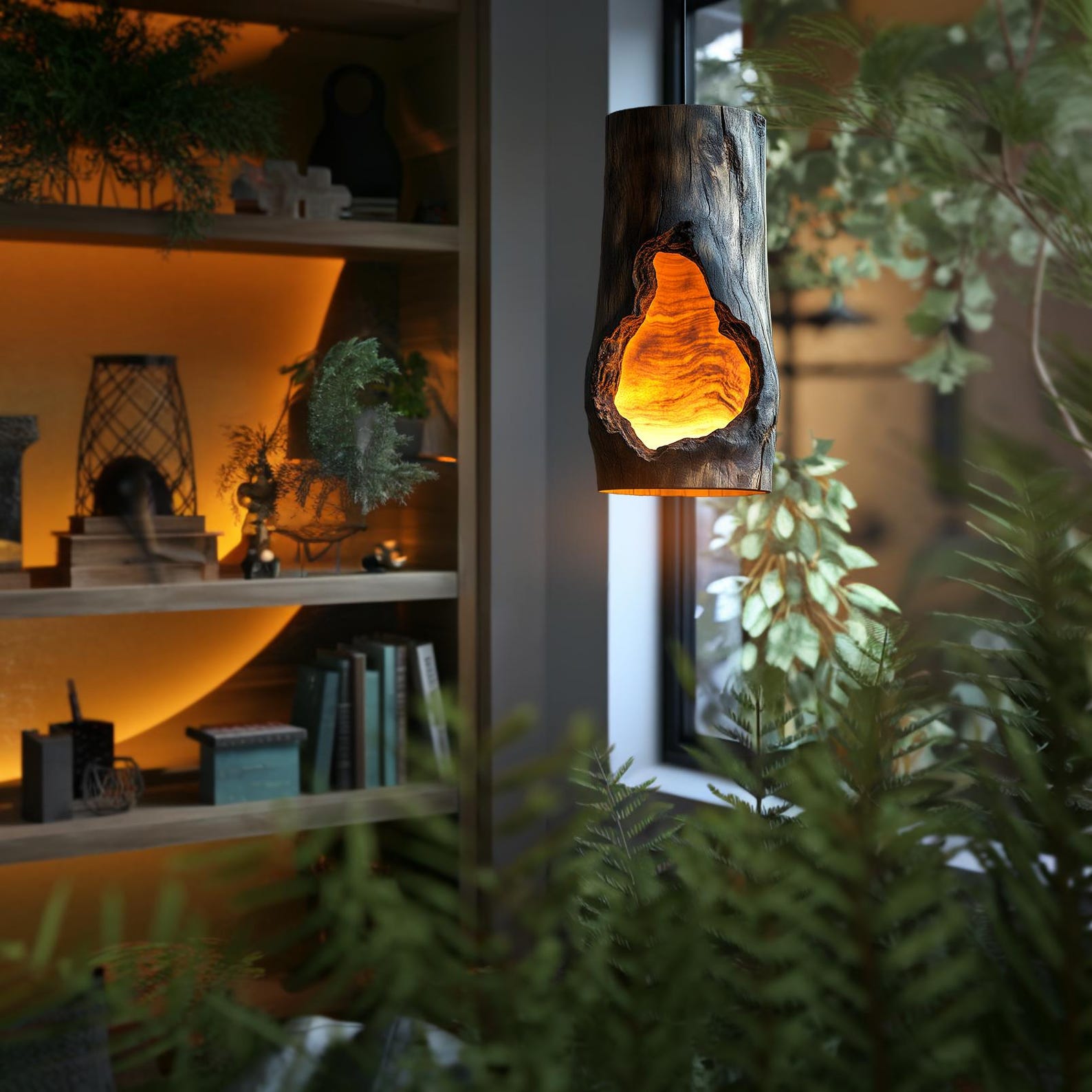 Rustic Pendant Light And Log Lamp For Living Room And Dining Room Decor SITHLAM004