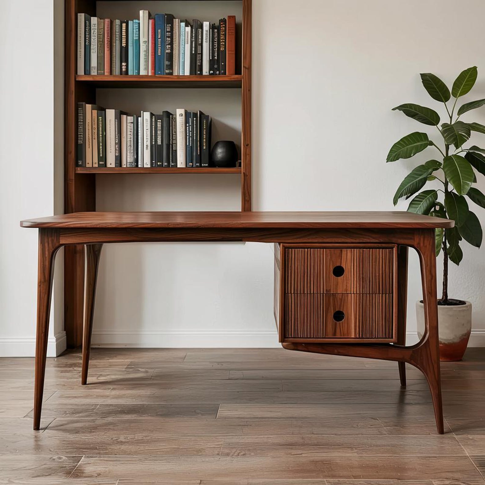 Mid Century Wood Desk For Home Office And Study Room SITHDE014