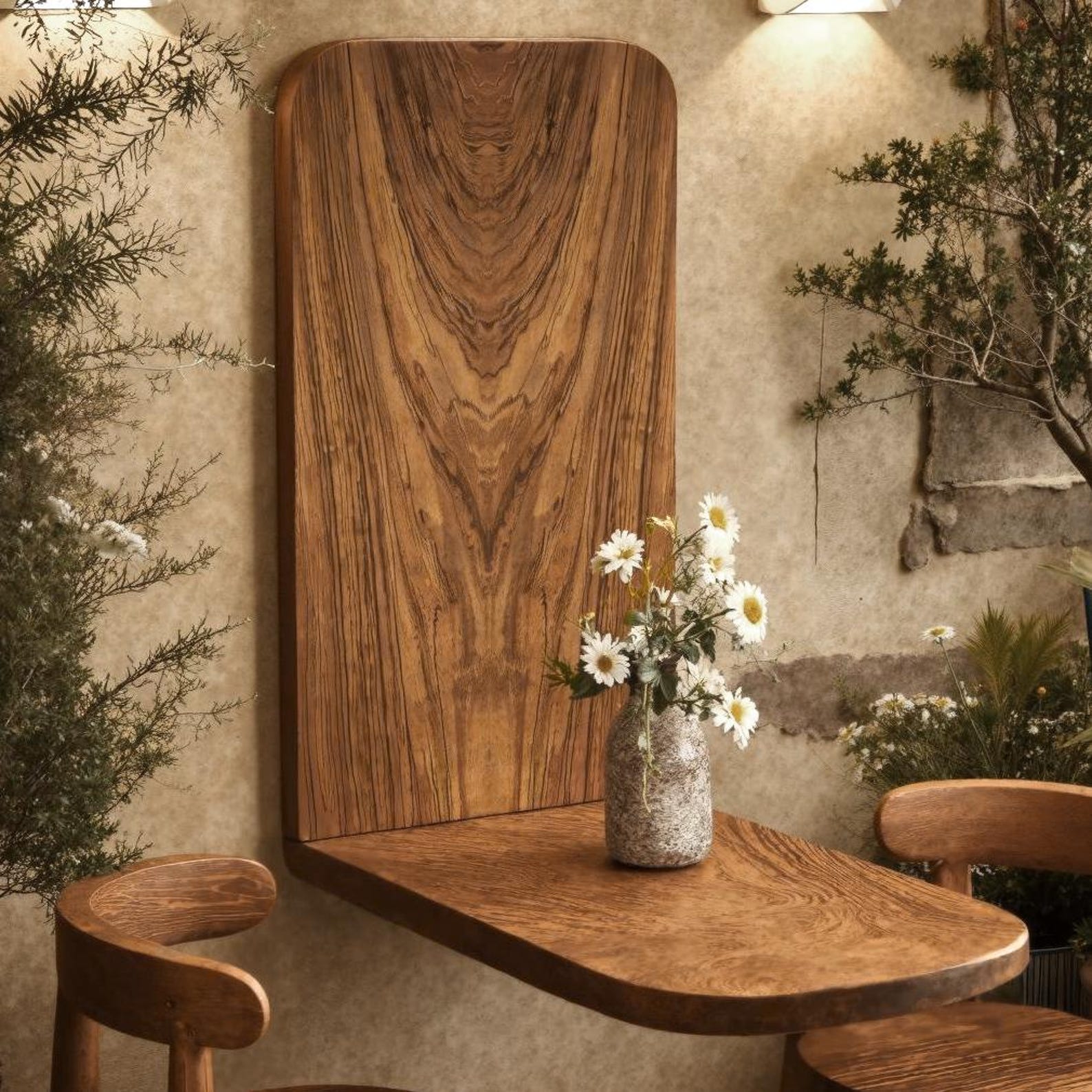 Rustic Minimalist Wall Mounted Wooden Table For Balcony And Patio SITHWMT001