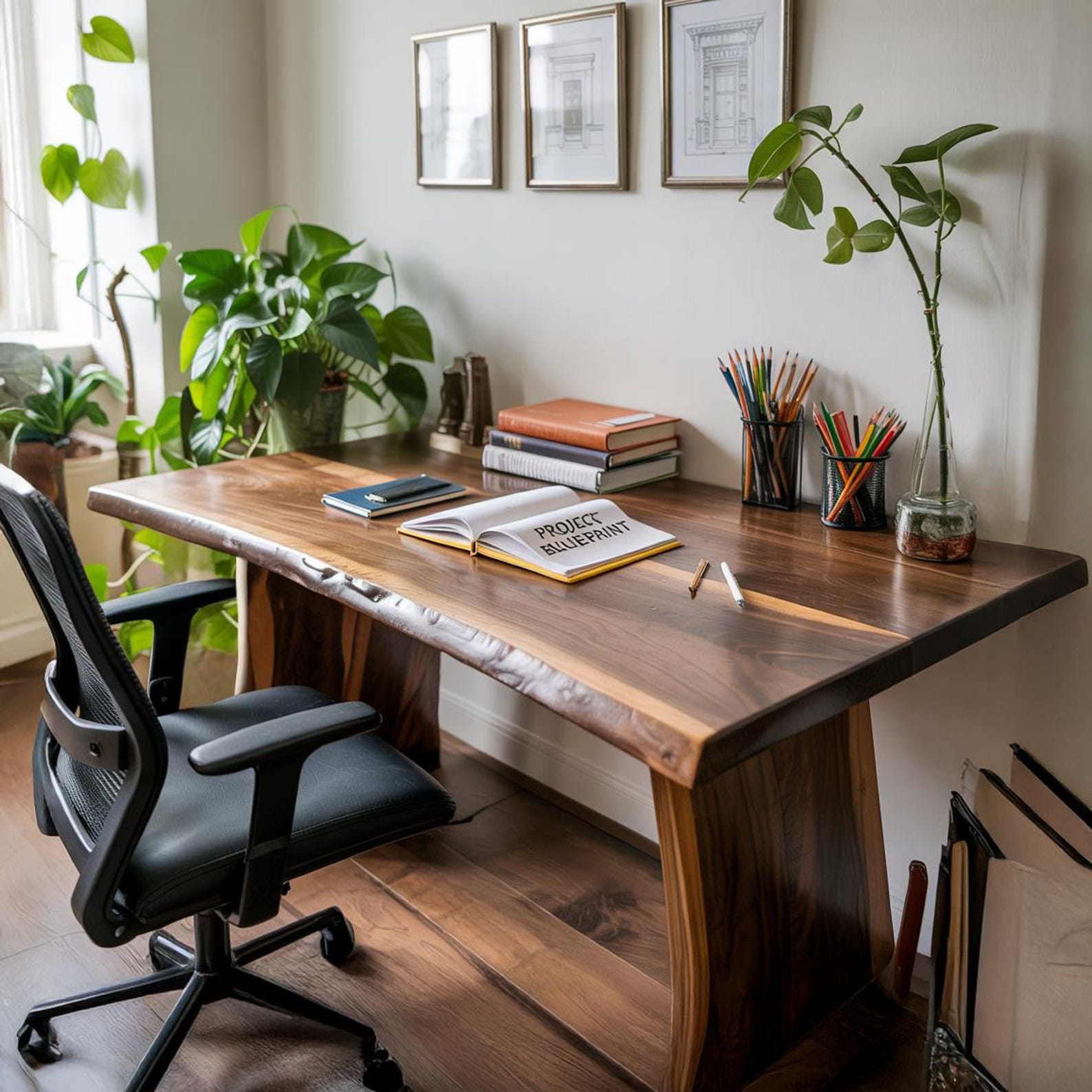 Rustic Live Edge Writing Desk For Cozy Office Or Reading Corner SITHDE016