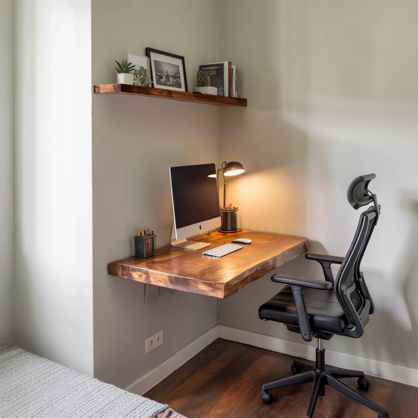 Modern Floating Desk For Home Office Nook With Handmade Live Edge Charm SITHDE019