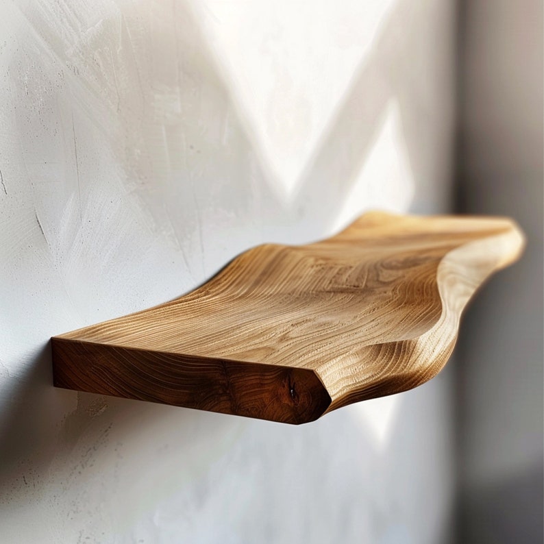 Wavy Wooden Floating Shelves Living Room For New Year Custom Shelves SINLWV002