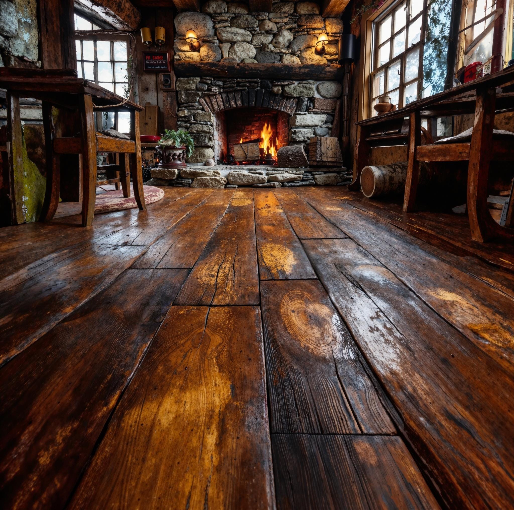 Rustic Driftwood Flooring For Living Room, Cabin, Entryway, And Boutique Interiors SITHFRG001