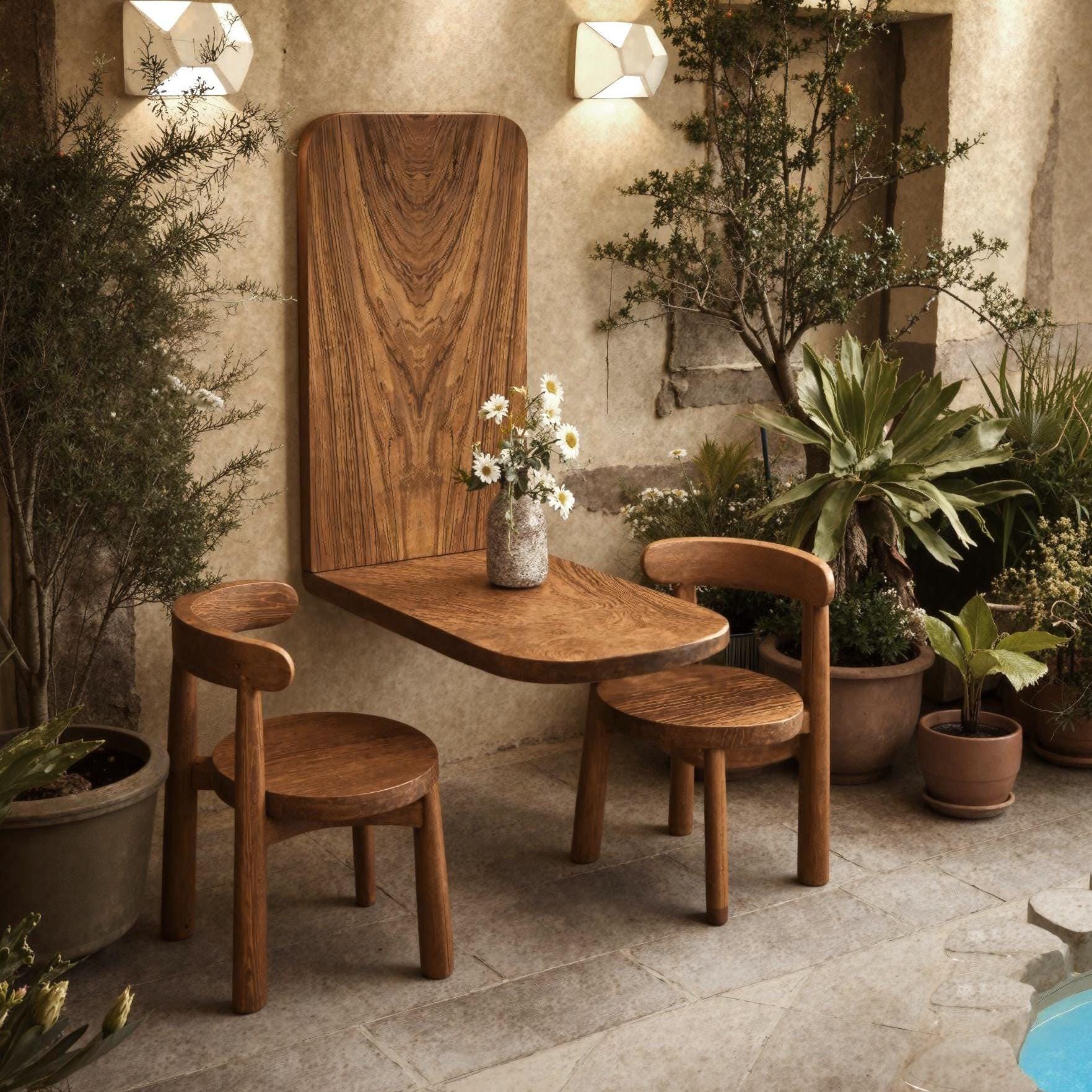 Rustic Minimalist Wall Mounted Wooden Table For Balcony And Patio SITHWMT001