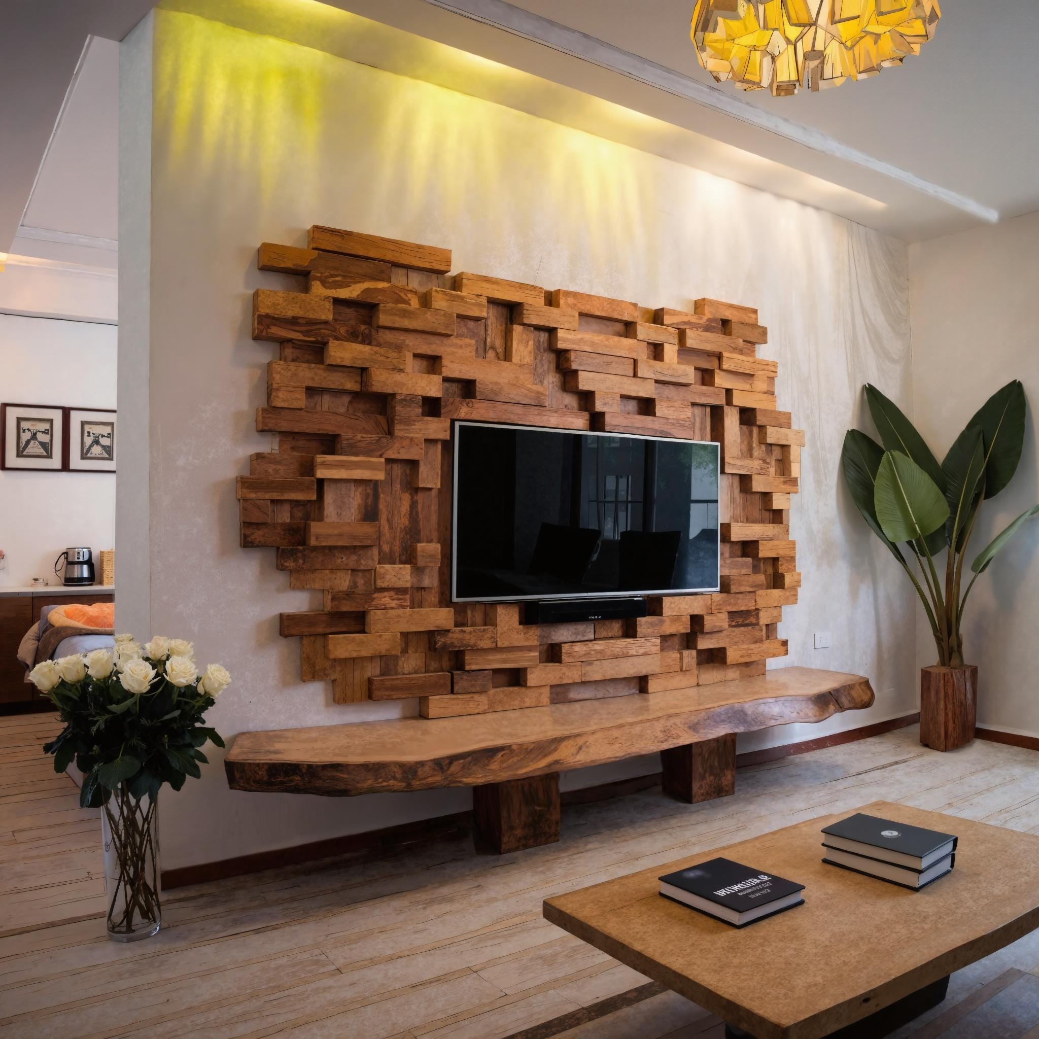 Modern Artistic TV Wall Panel For Living Room Display SITHTVC008