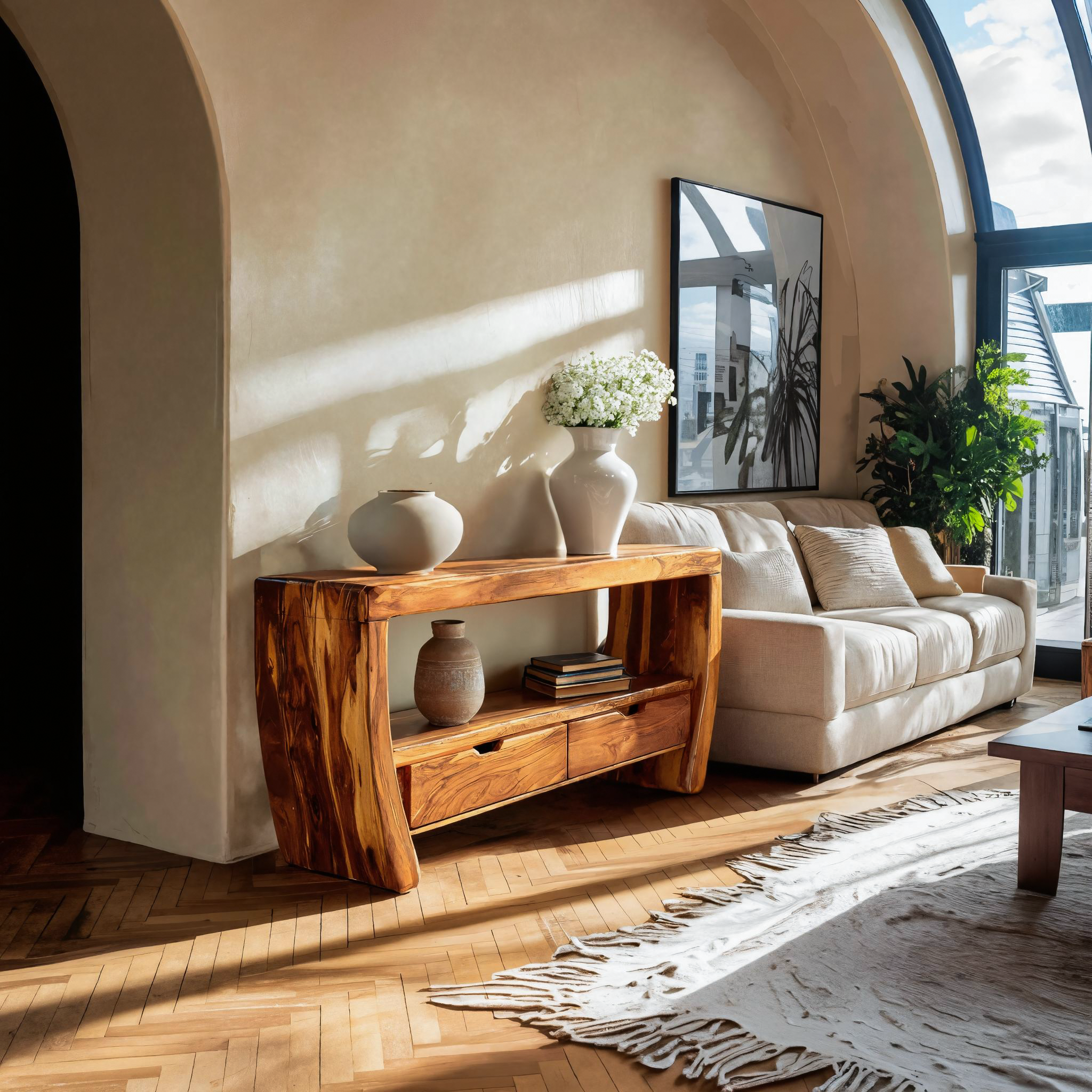 Modern Console Table Curved For Living Room Decor RTTHTTCS015