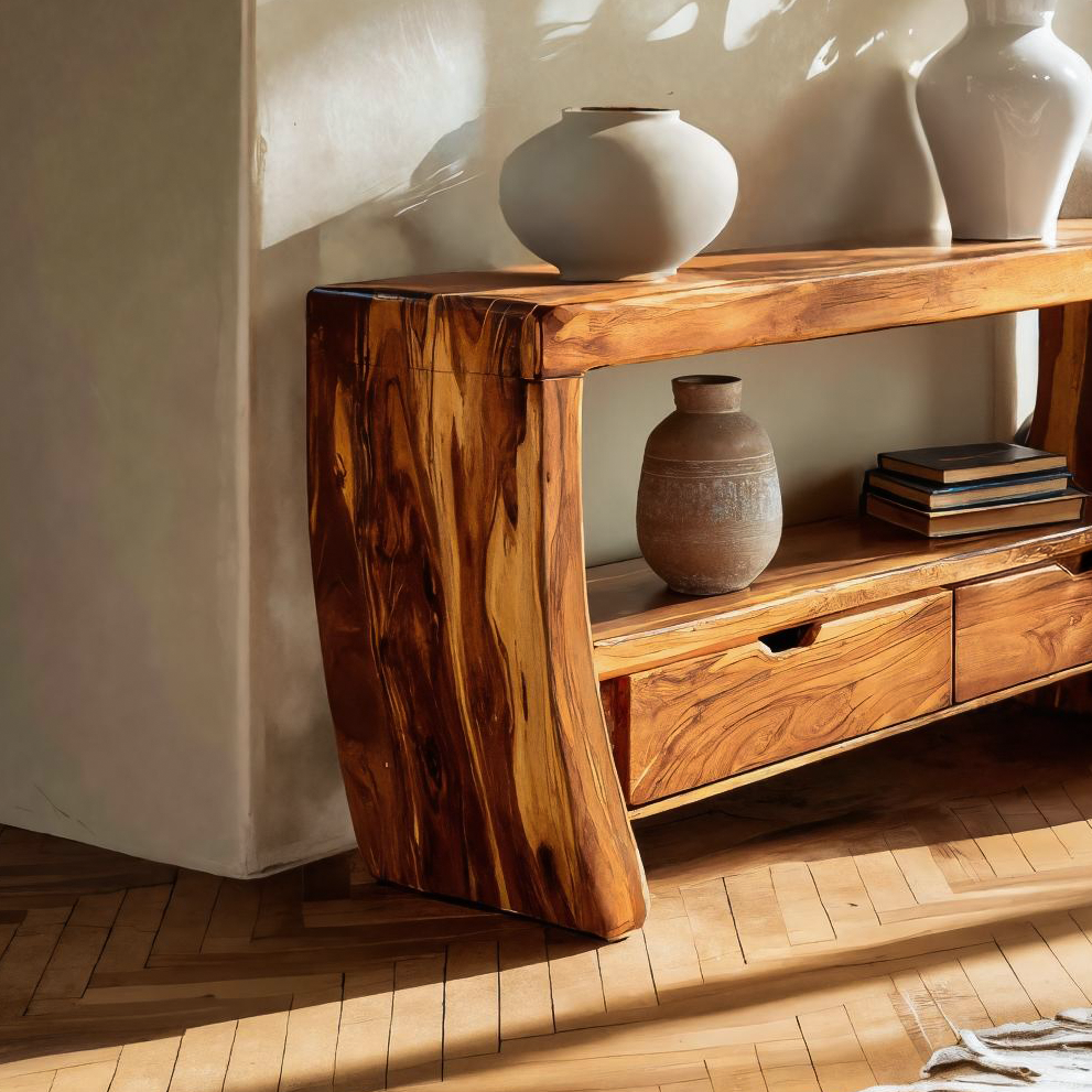 Modern Console Table Curved For Living Room Decor RTTHTTCS015
