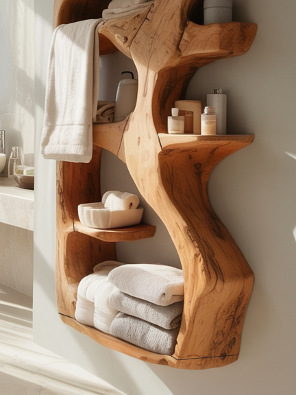 Handcrafted Sculpted Bathroom Shelf For Towels Or Storage SITHTTBAS004