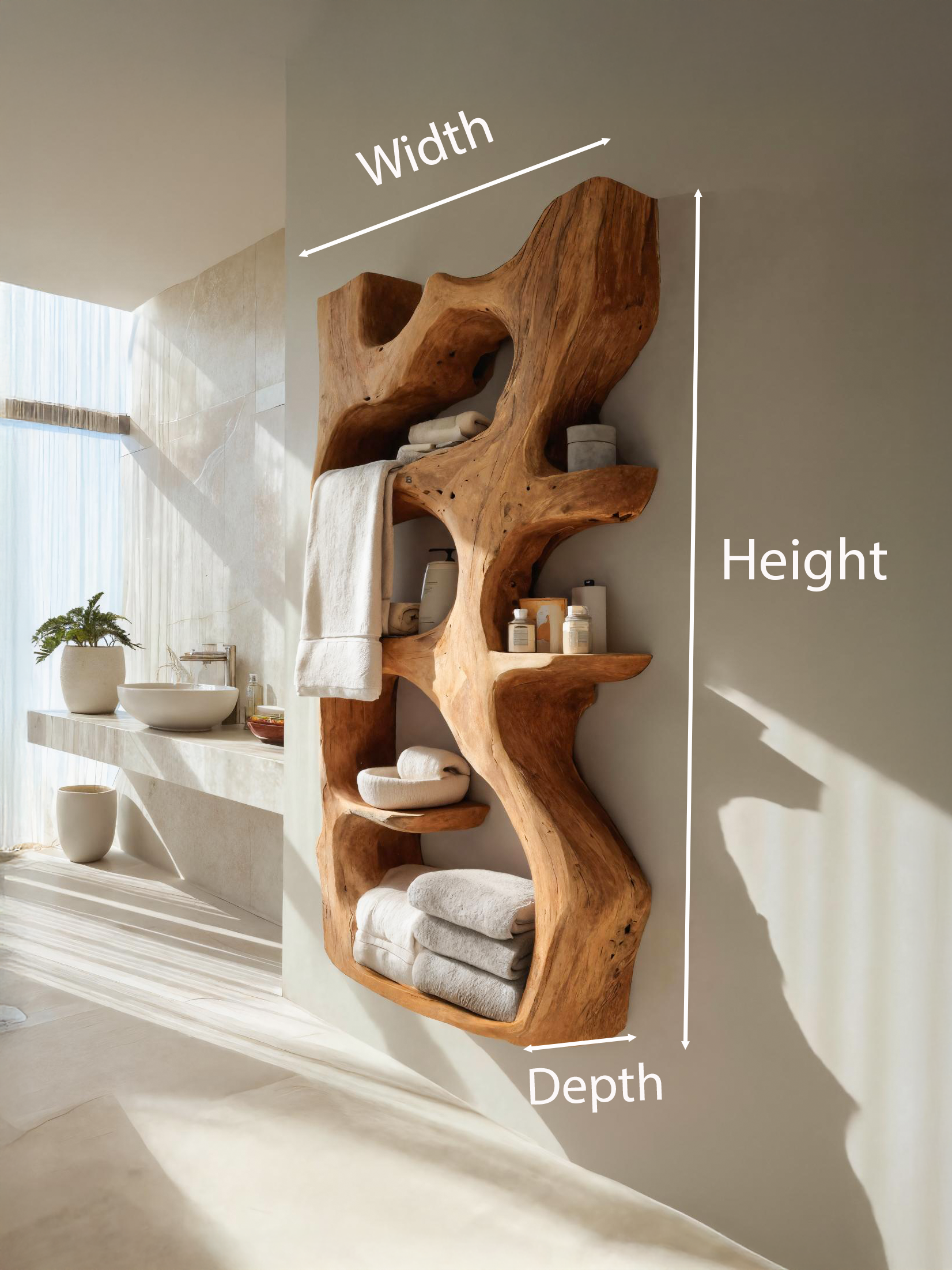 Handcrafted Sculpted Bathroom Shelf For Towels Or Storage SITHTTBAS004