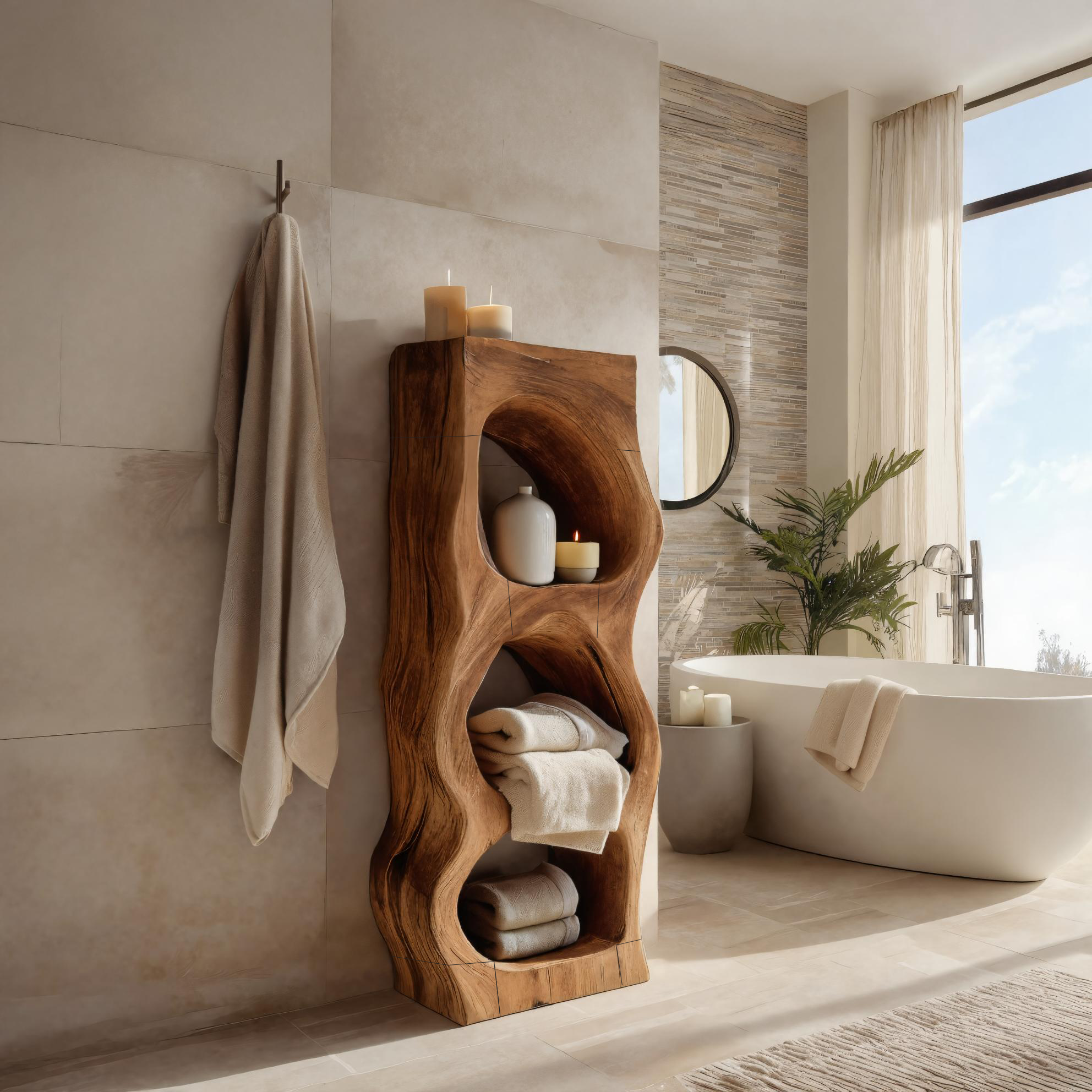 Organic Sculptural Bathroom Shelf For Towels Or Spa Essentials SITHTTBAS001