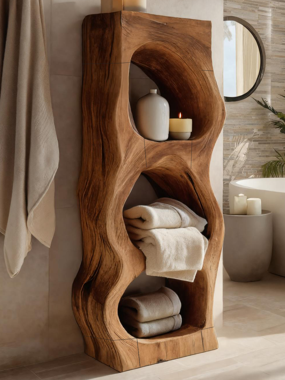 Organic Sculptural Bathroom Shelf For Towels Or Spa Essentials SITHTTBAS001