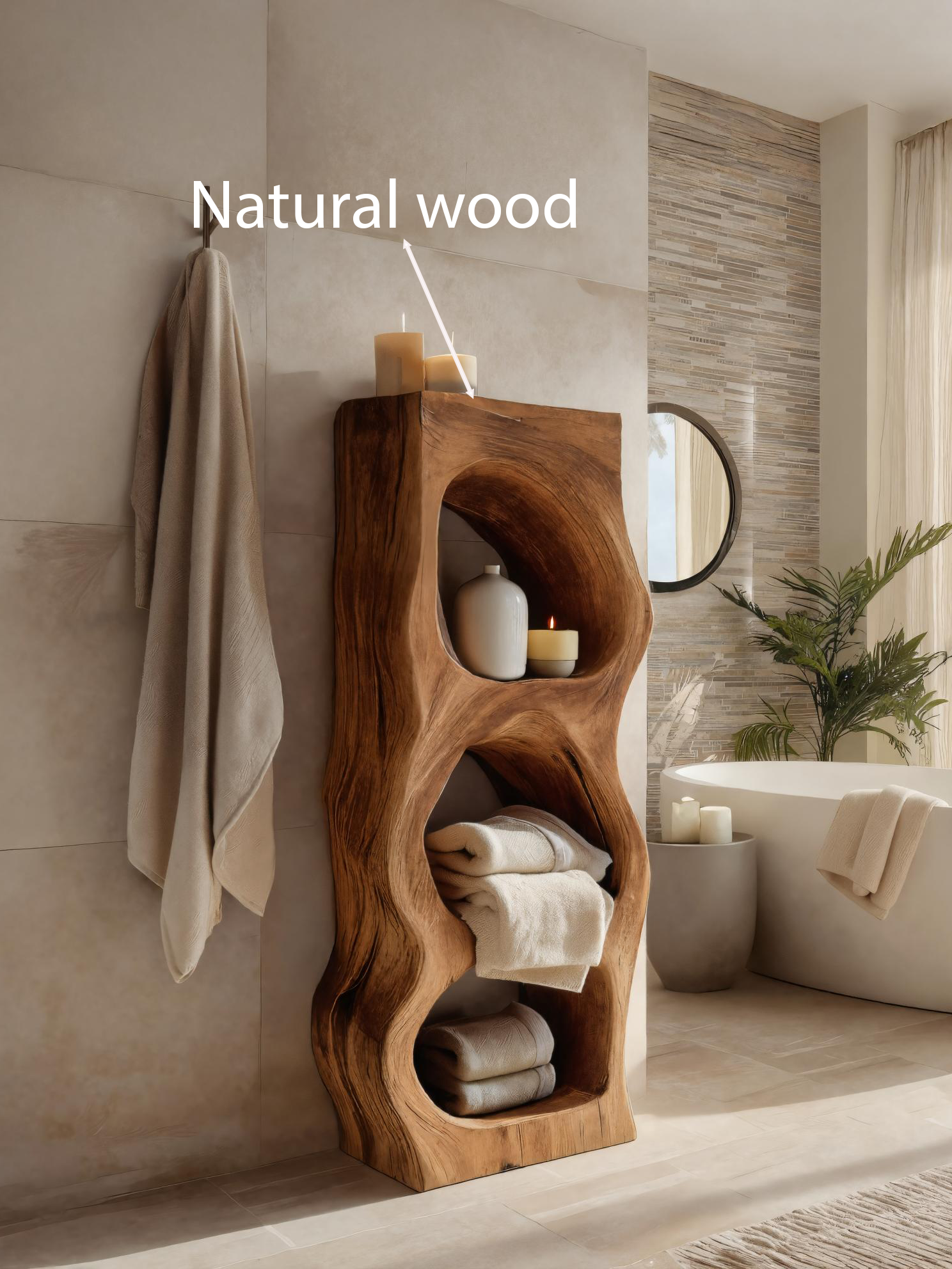 Organic Sculptural Bathroom Shelf For Towels Or Spa Essentials SITHTTBAS001