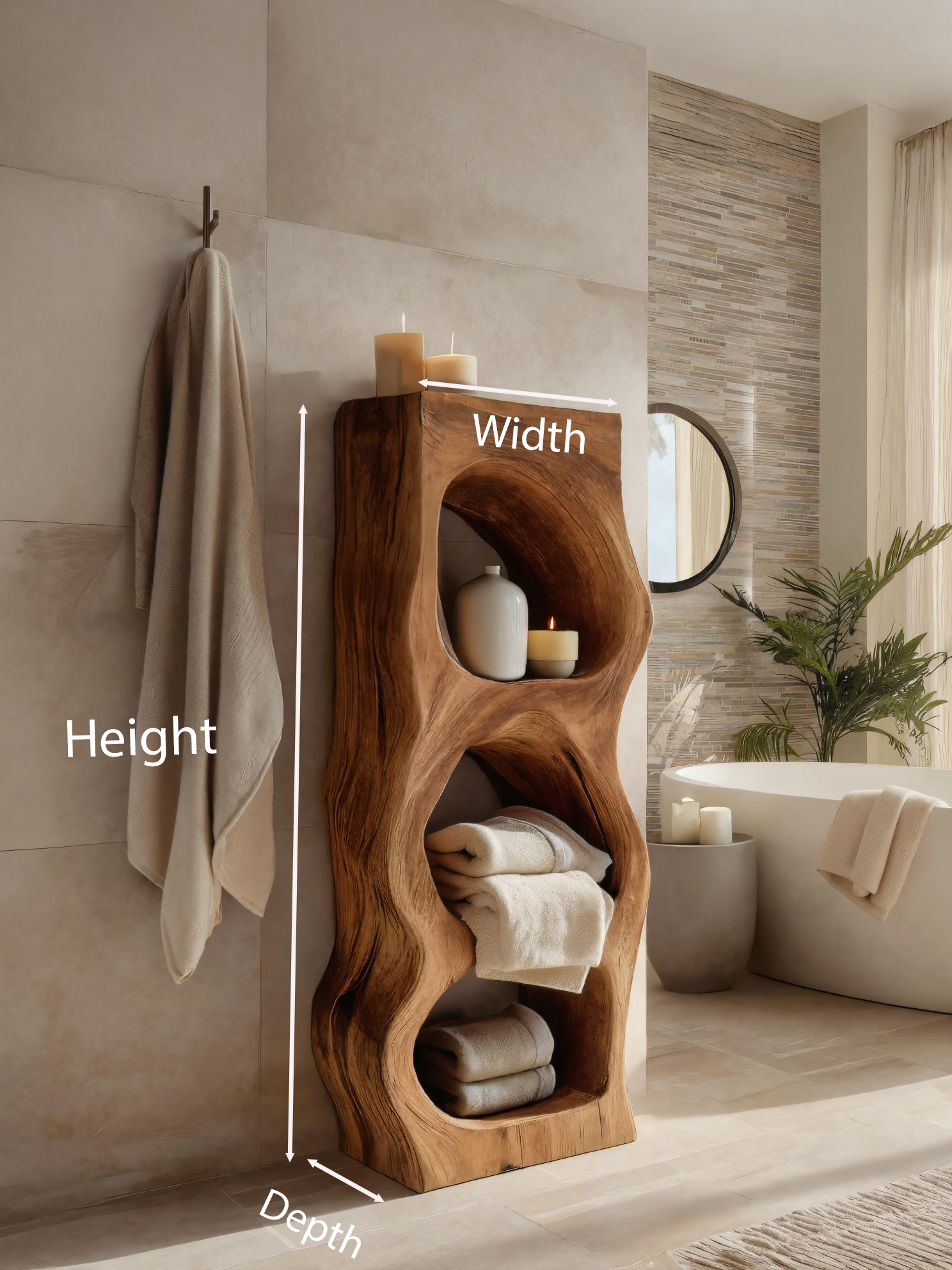 Organic Sculptural Bathroom Shelf For Towels Or Spa Essentials SITHTTBAS001