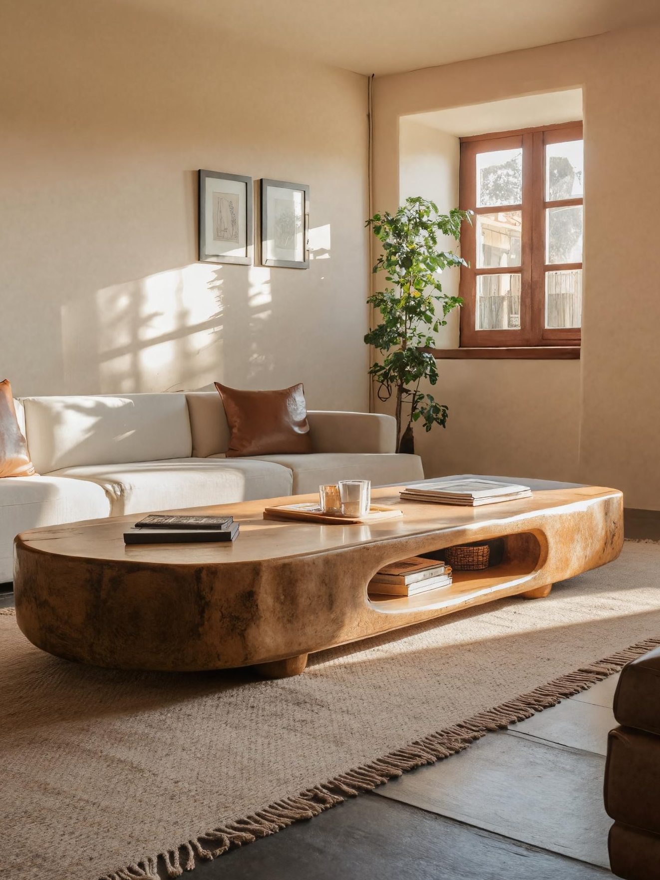 Organic Coffee Table With Storage For Living Room SITHTTCF005