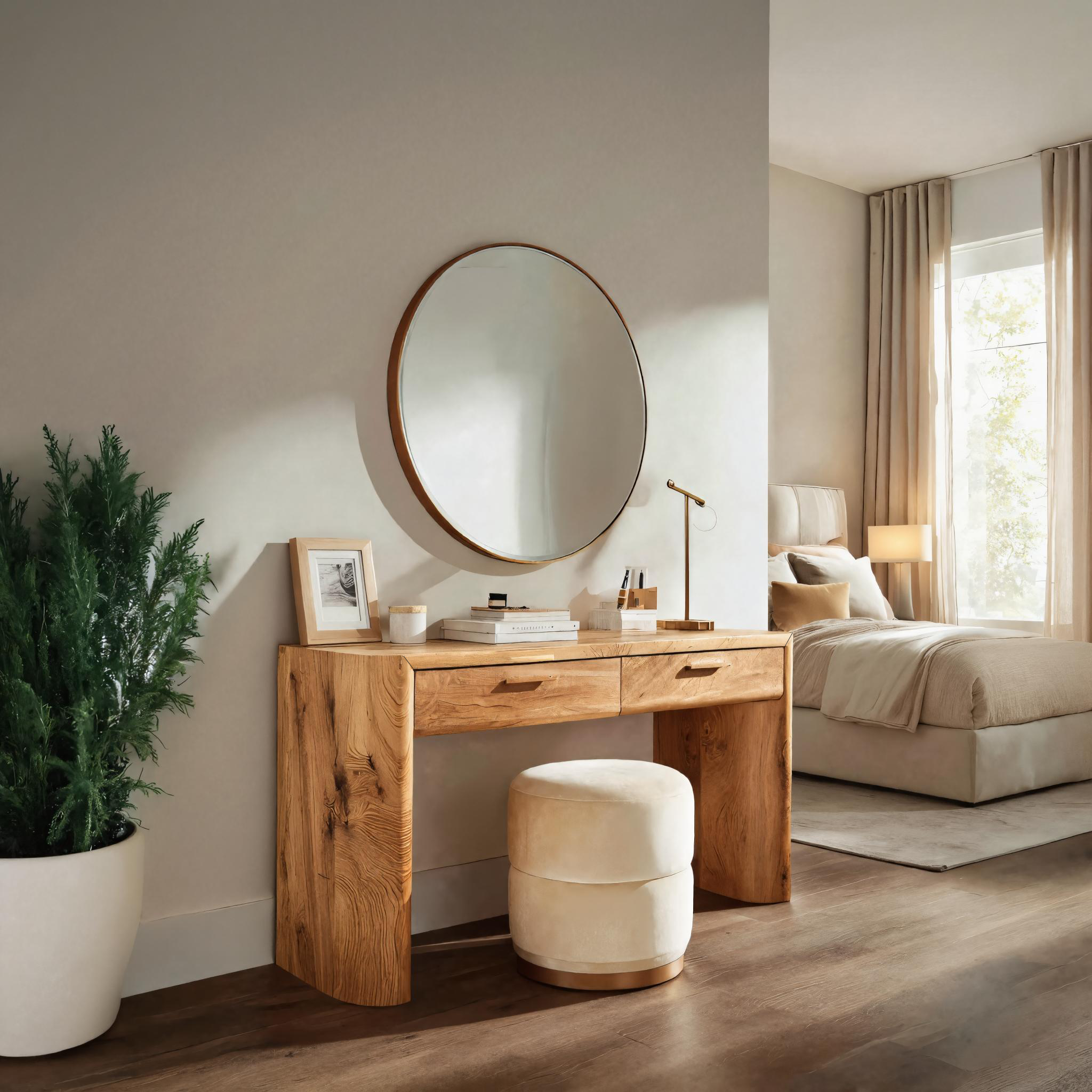Modern Minimalist Wooden Vanity With Drawers For Bedroom SITHTTMV001