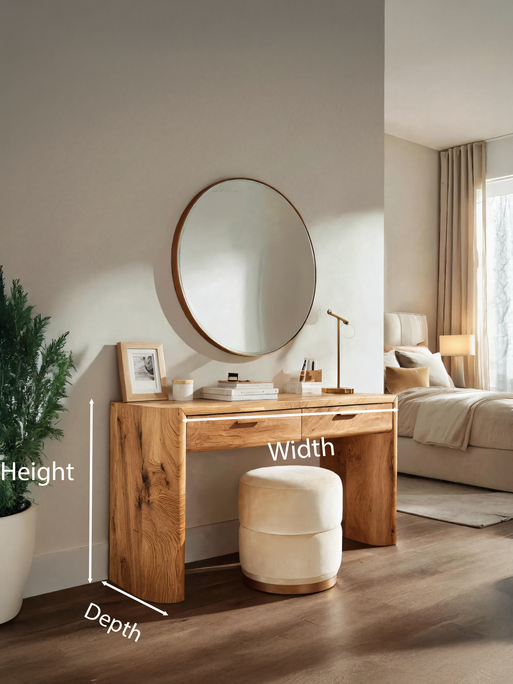 Modern Minimalist Wooden Vanity With Drawers For Bedroom SITHTTMV001