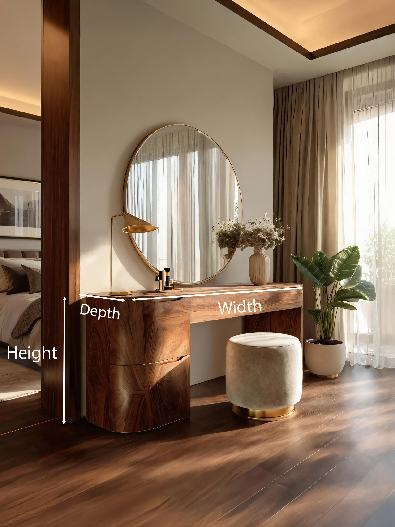 Modern Handmade Vanity Table With Drawers For Bedroom SITHTTMV003