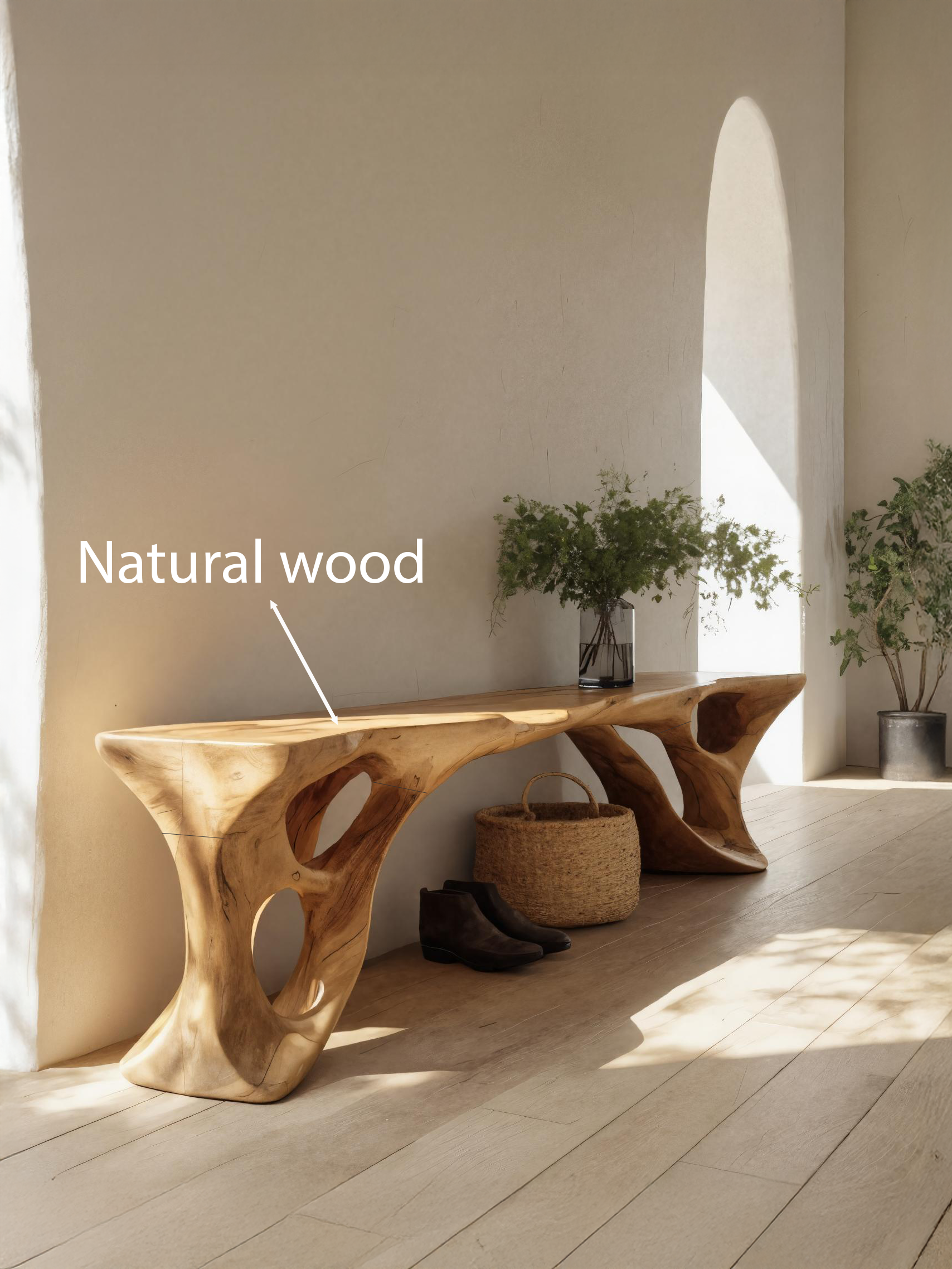 Sculptural Bench With Carved Design For Entryway SITHTTCHR049