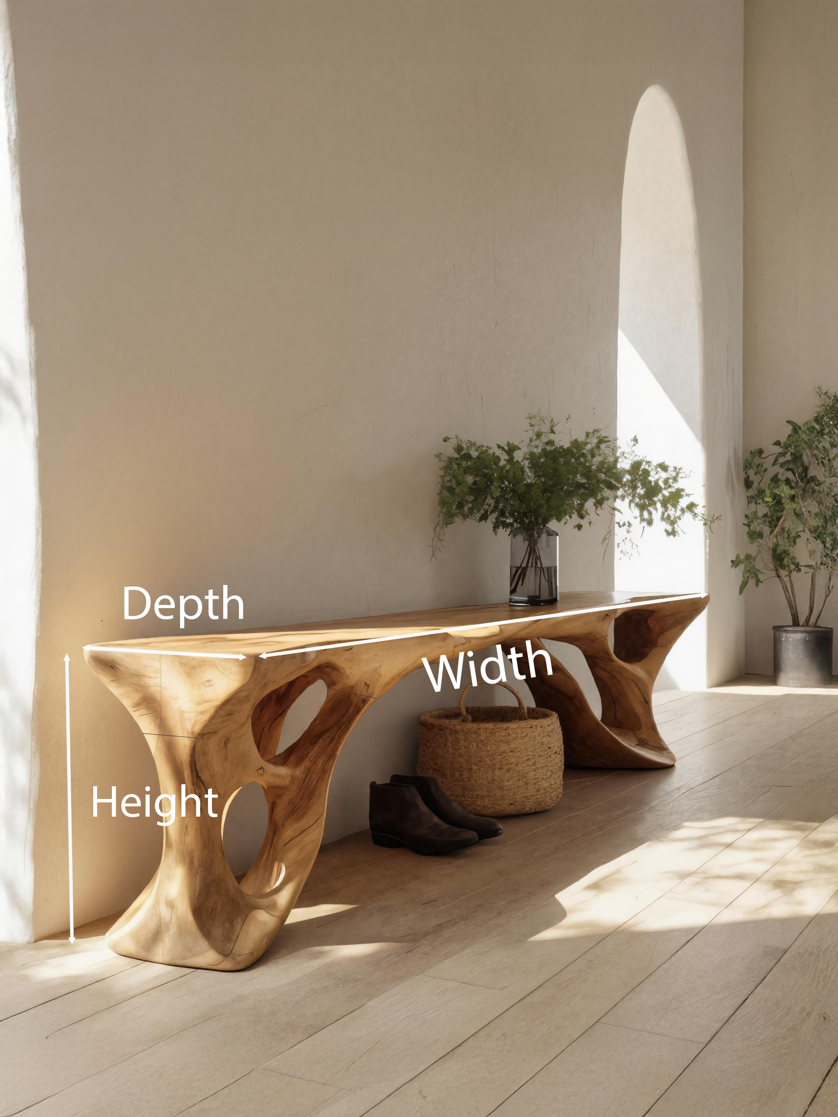 Sculptural Bench With Carved Design For Entryway SITHTTCHR049