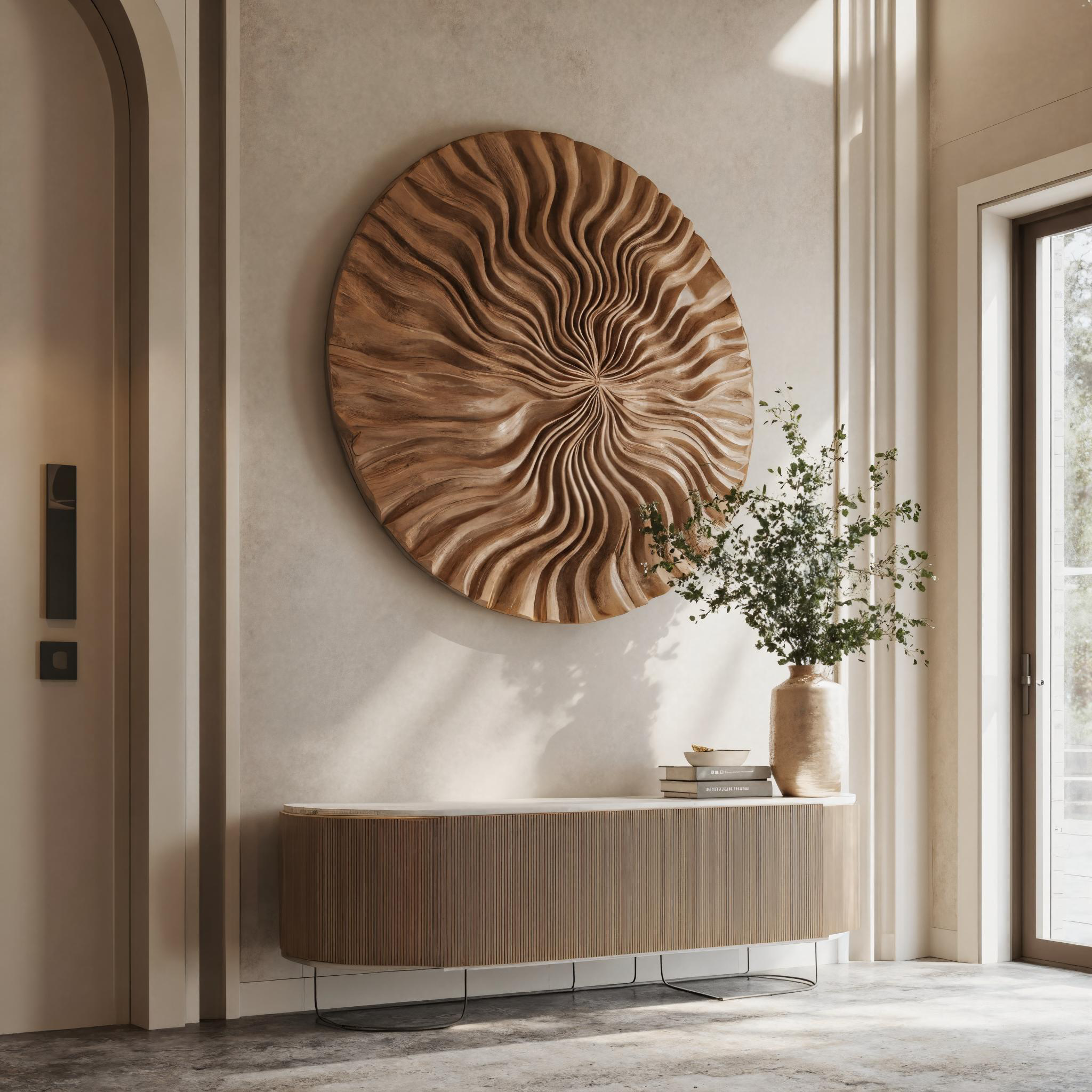 Round Wall Art With Wave Design For Entryway SITHTTWA023