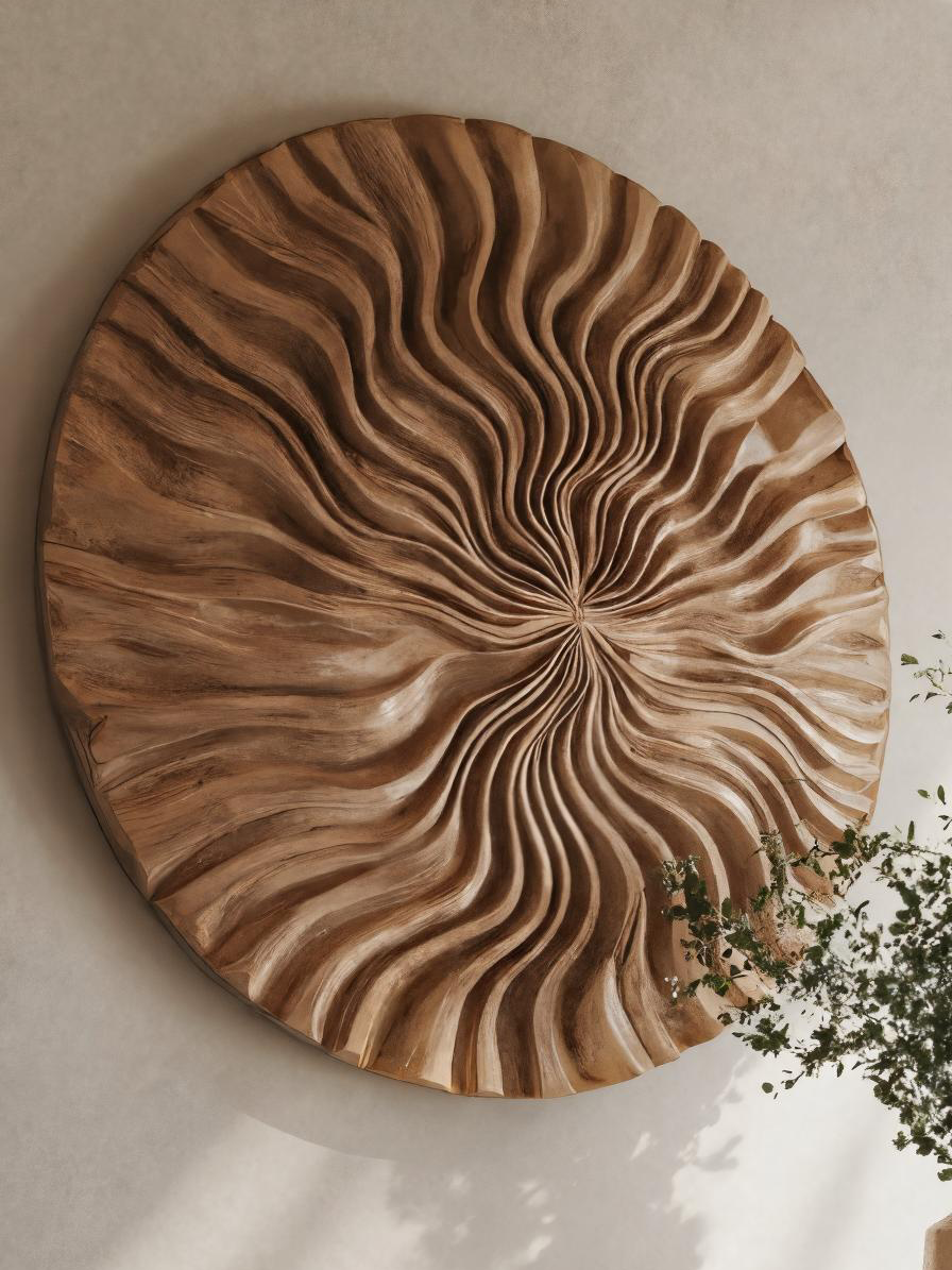 Round Wall Art With Wave Design For Entryway SITHTTWA023