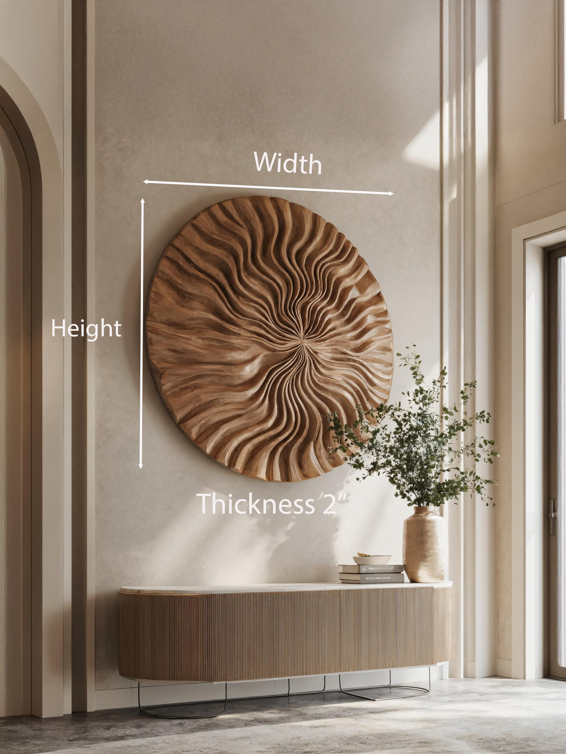 Round Wall Art With Wave Design For Entryway SITHTTWA023