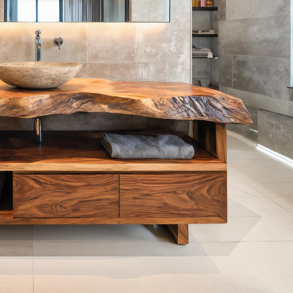 Rustic Live Edge Bathroom Vanity For Bathroom RTTHTTBRV009