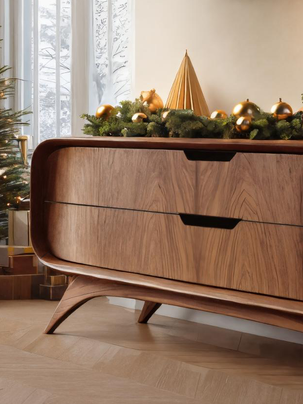Mid Century Curved Sideboard For Holiday Or Living Room SITHTTCM041