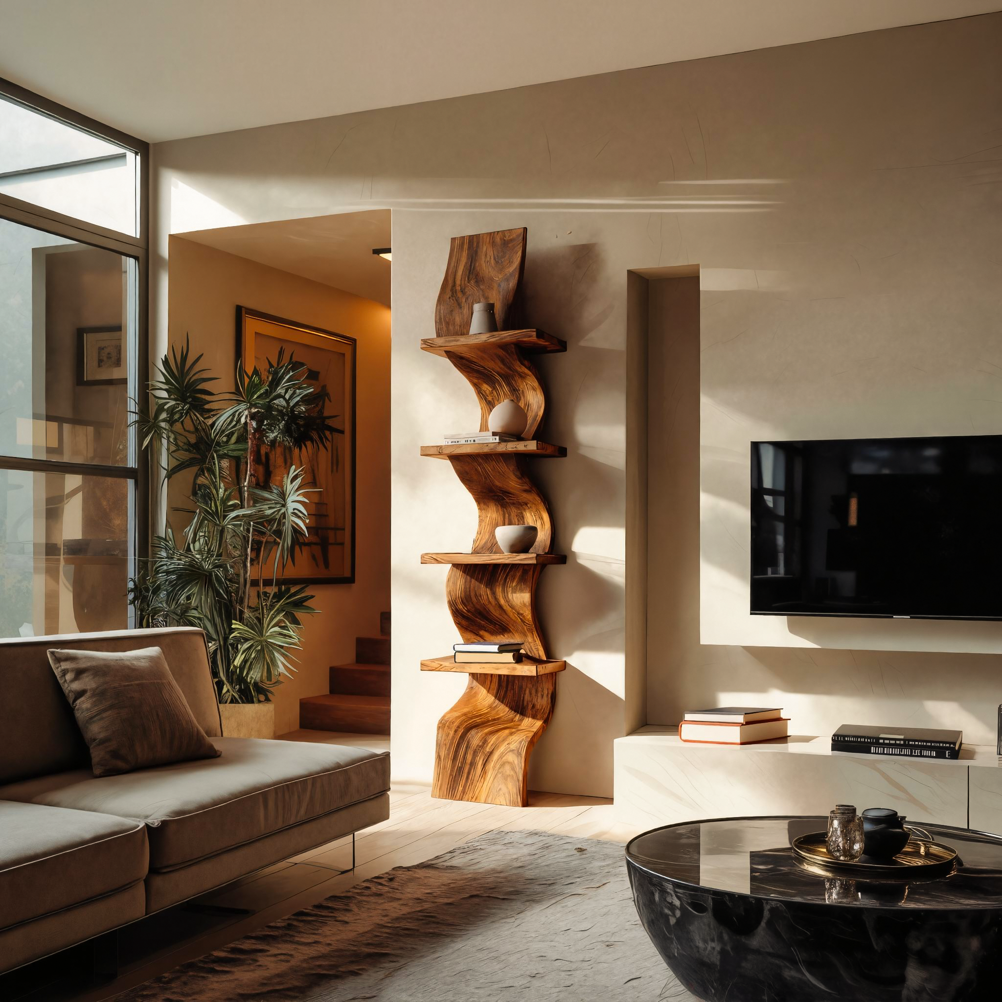 Modern Curved Floating Shelf For Statement Living Room RTTHTTFL026