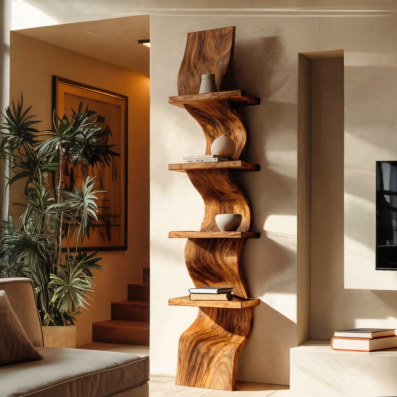 Modern Curved Floating Shelf For Statement Living Room RTTHTTFL026