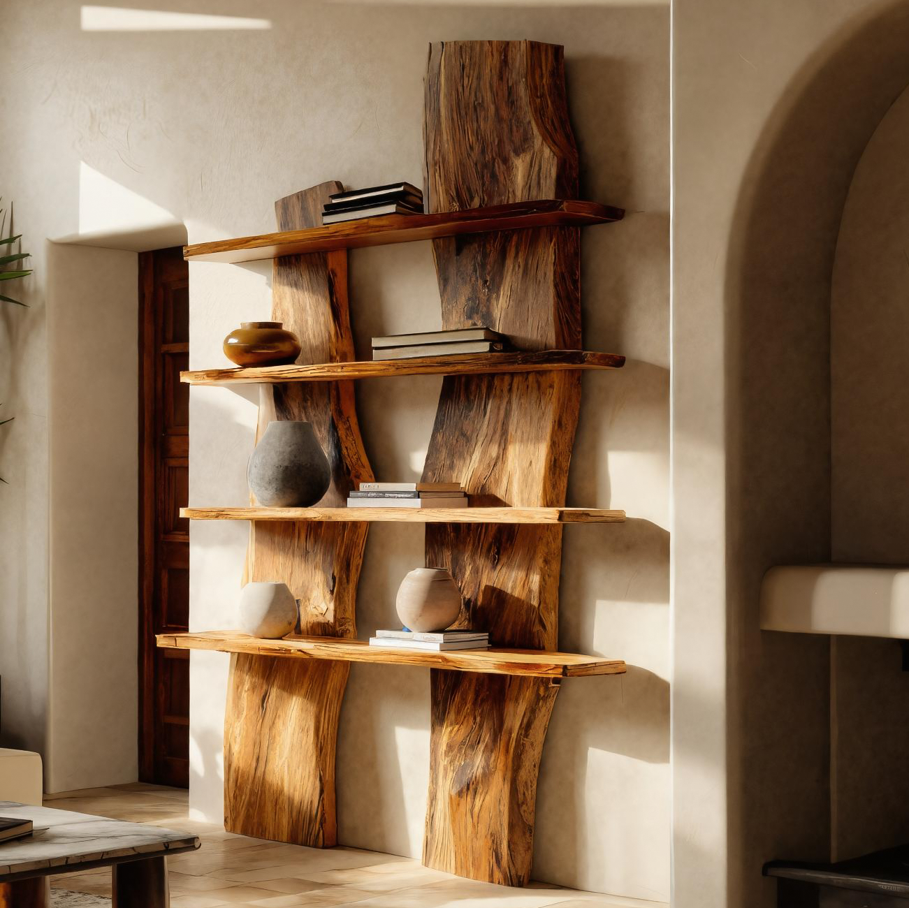 Modern Sculptural Floating Shelf Curved For Living Room Decoration RTTHTTFL028